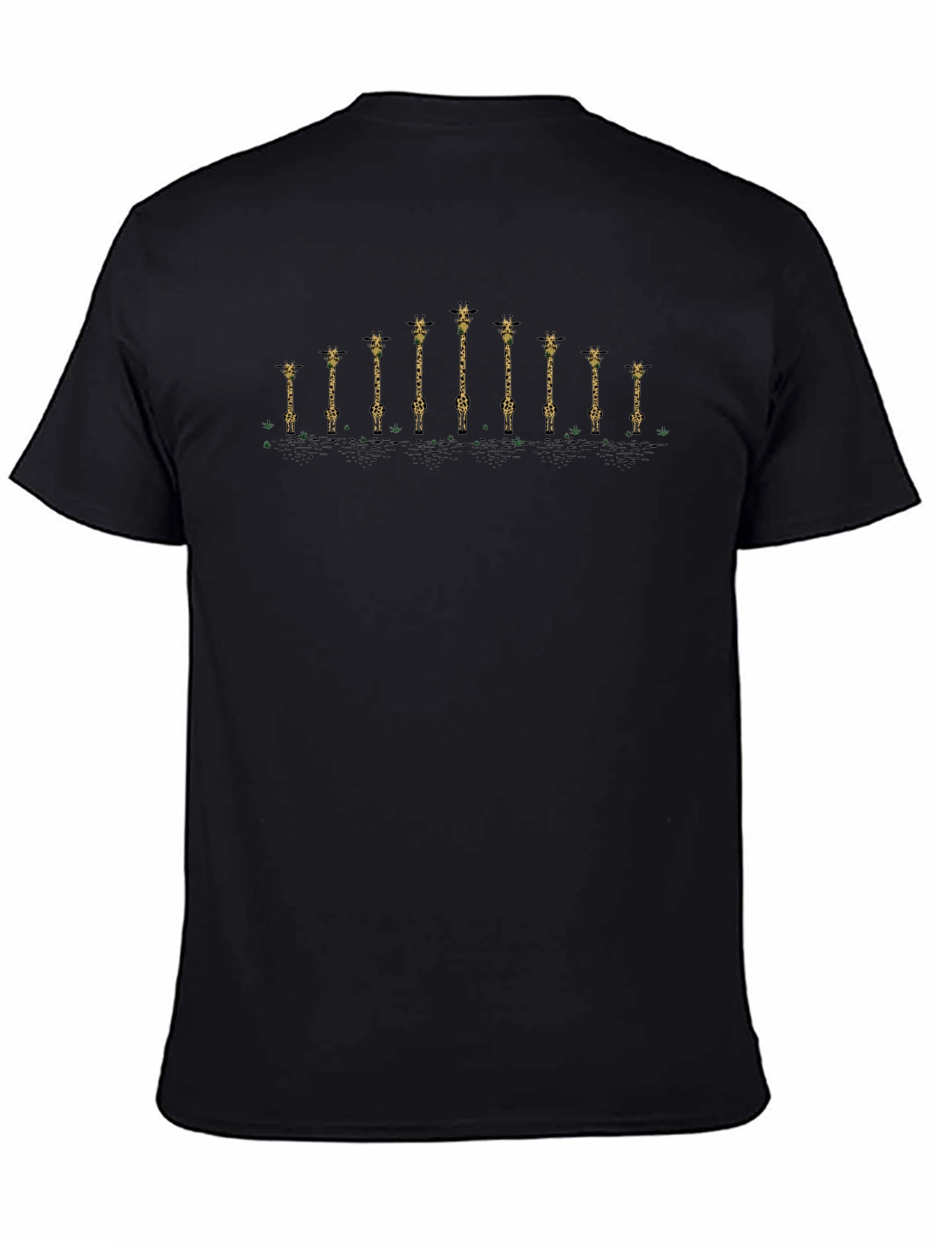 Giraffe Lineup Tee - Unique Graphic Print Black T-Shirt