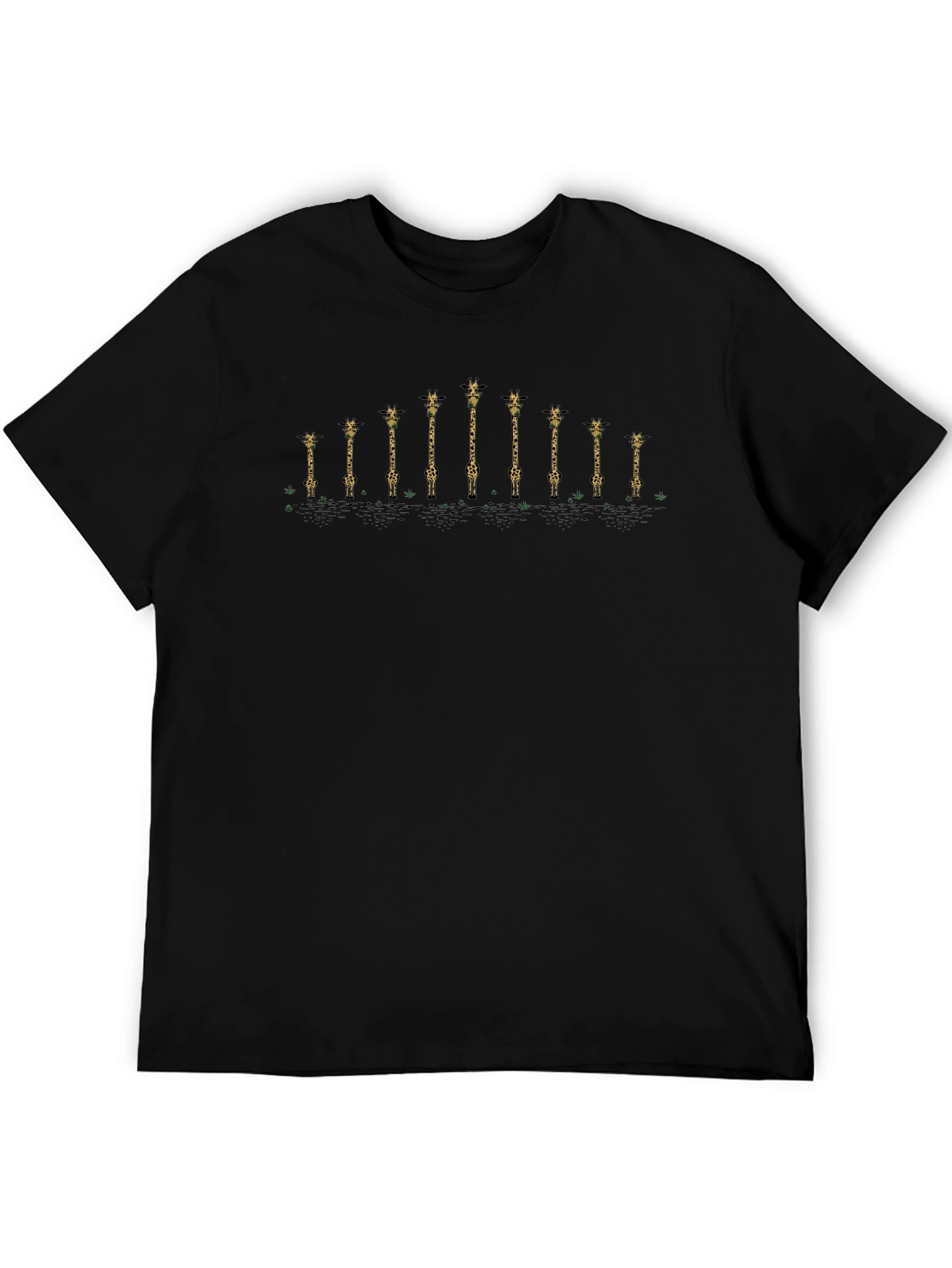 Giraffe Lineup Tee - Unique Graphic Print Black T-Shirt