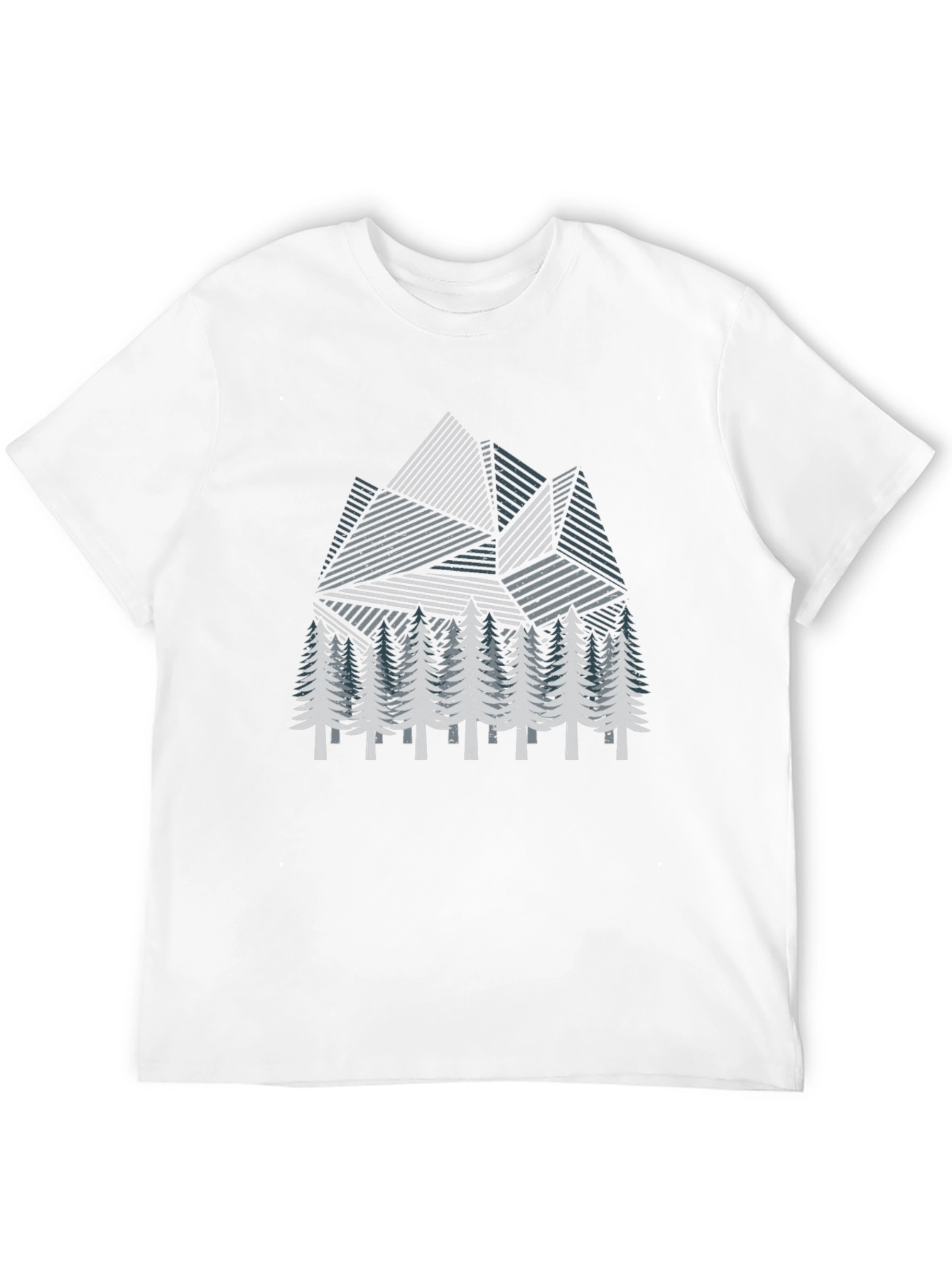 Geometric Mountain & Pine Tree Graphic T-Shirt