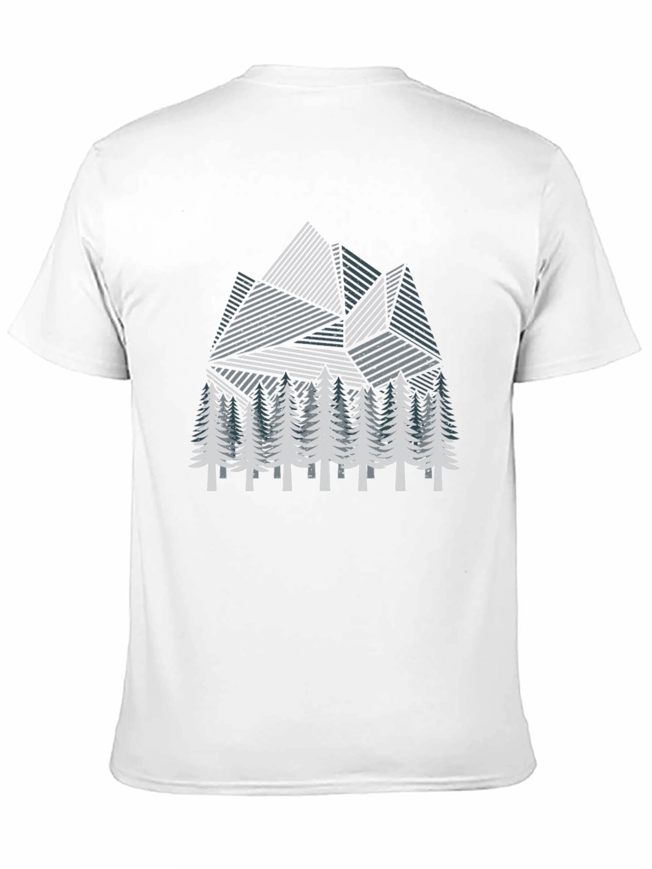 Geometric Mountain & Pine Tree Graphic T-Shirt