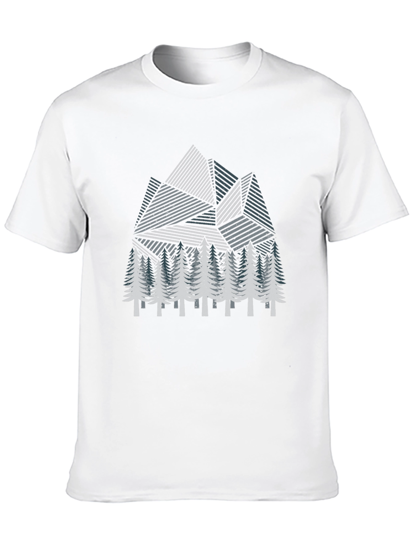 Geometric Mountain & Pine Tree Graphic T-Shirt