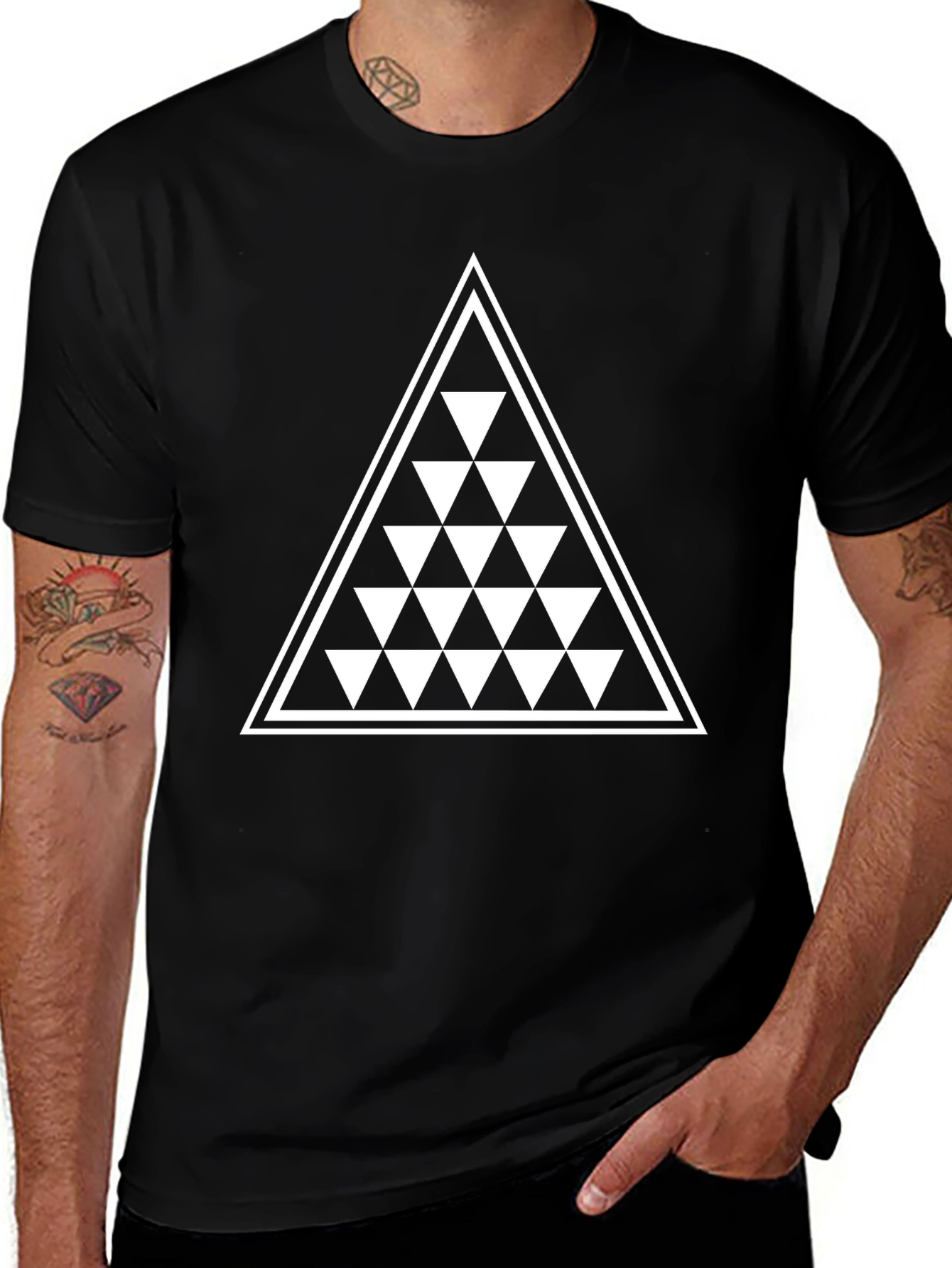 Geometric Triangle Graphic Print Mens Tee
