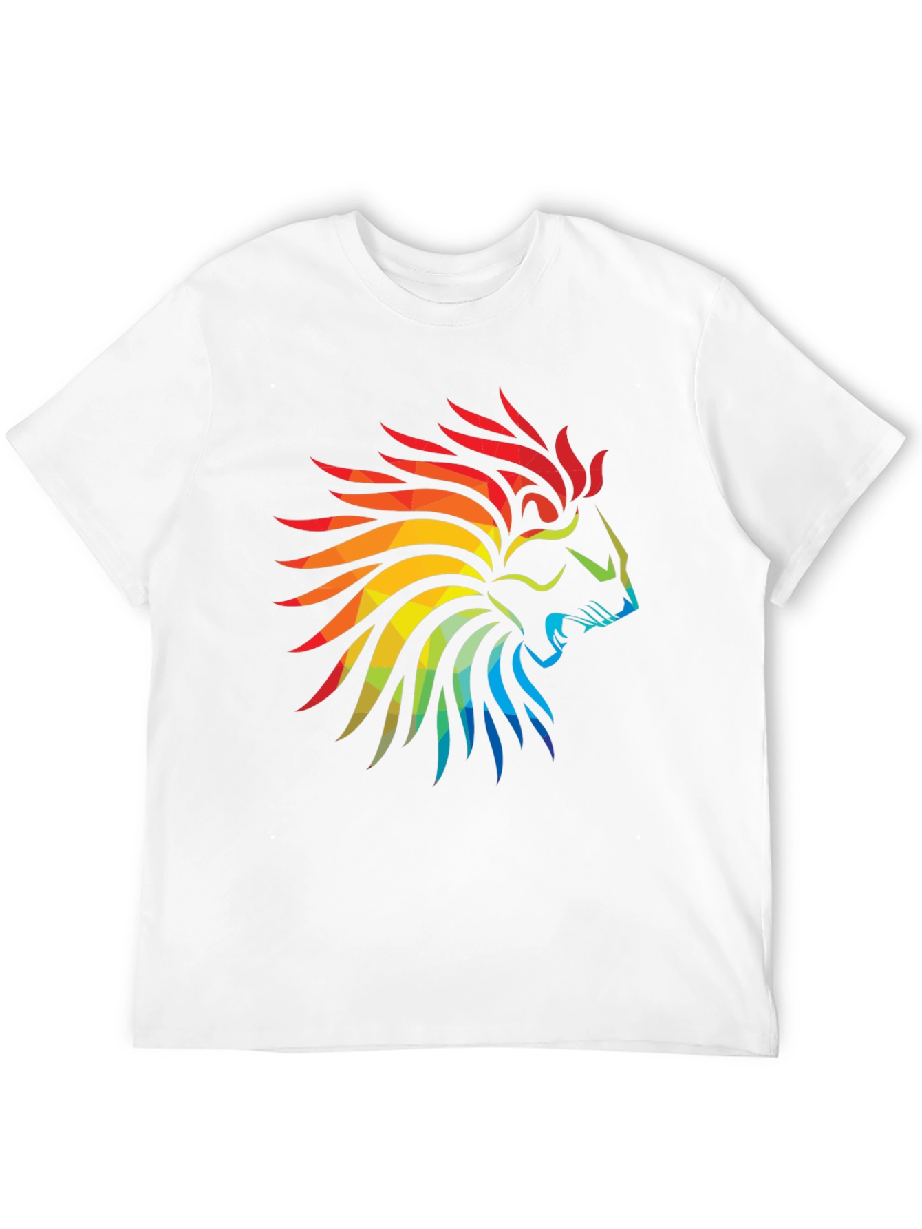 Geometric Lion Head Graphic Black T-Shirt