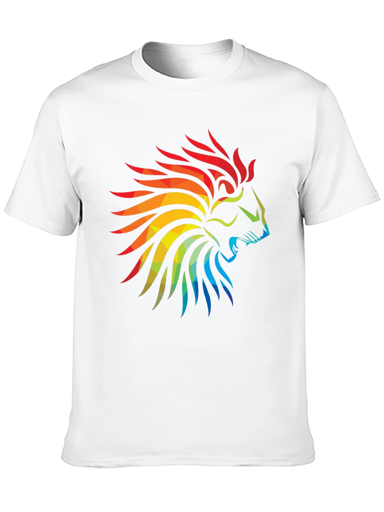 Geometric Lion Head Graphic Black T-Shirt