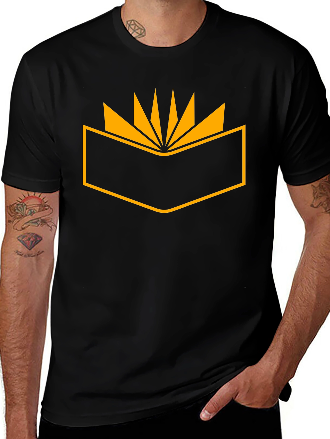 Geometric Graphic Tee - Black Cotton Shirt
