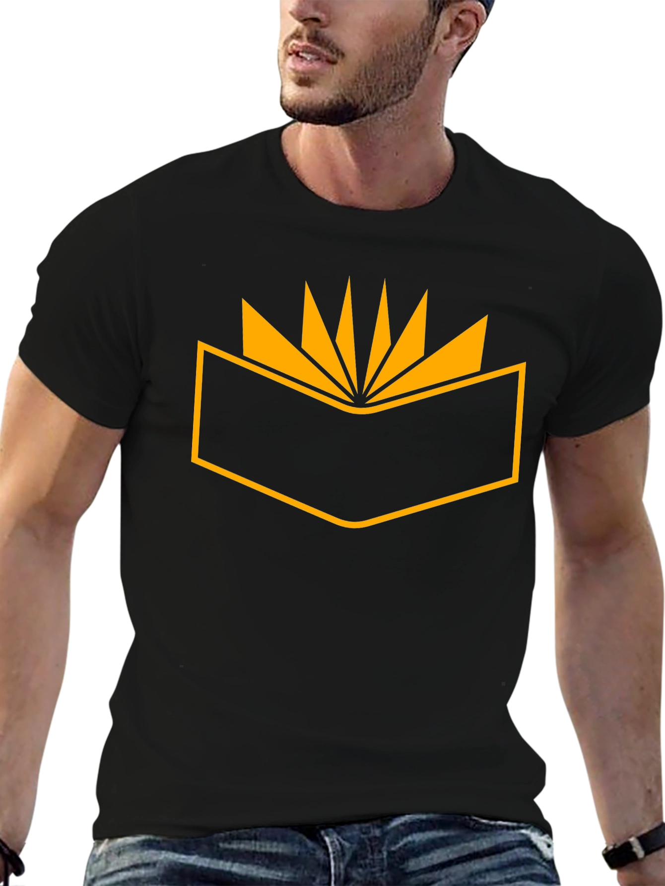 Geometric Graphic Tee - Black Cotton Shirt