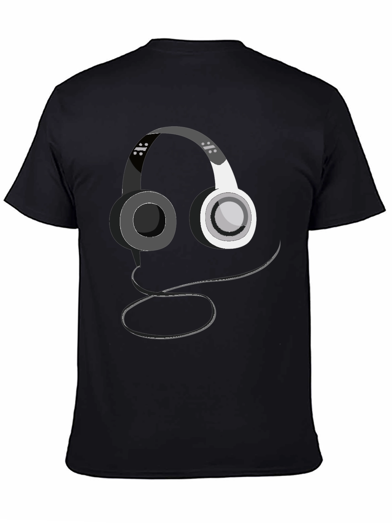 Headphone Graphic Print Black T-Shirt