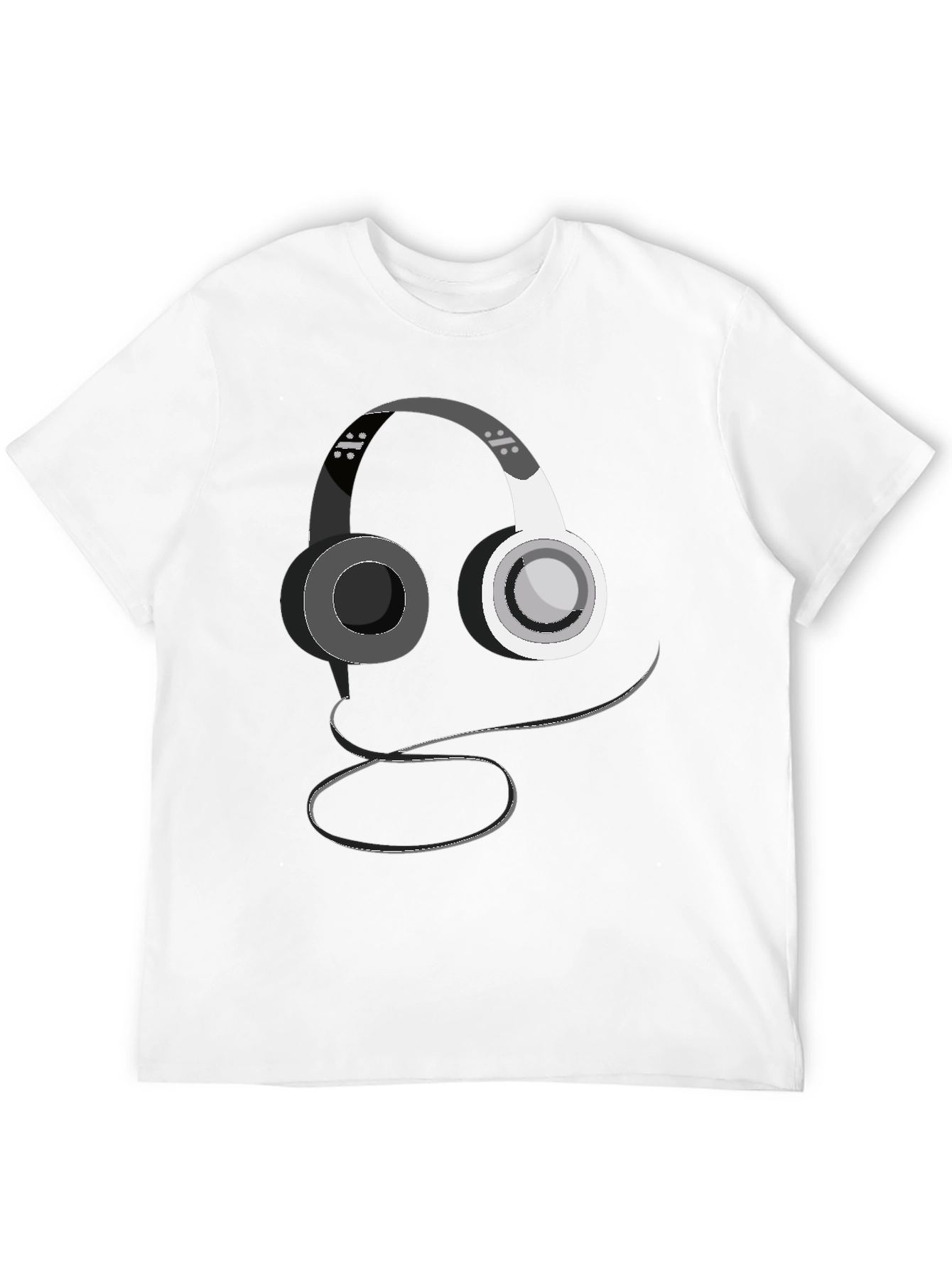 Headphone Graphic Print Black T-Shirt