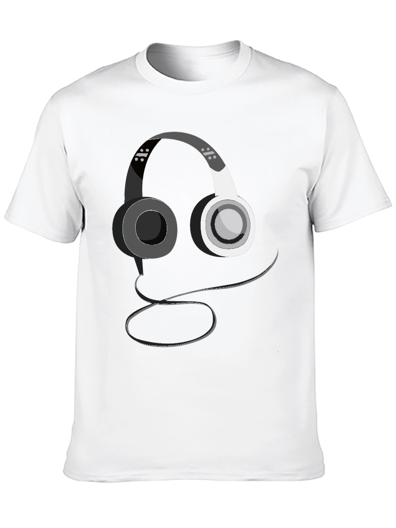 Headphone Graphic Print Black T-Shirt