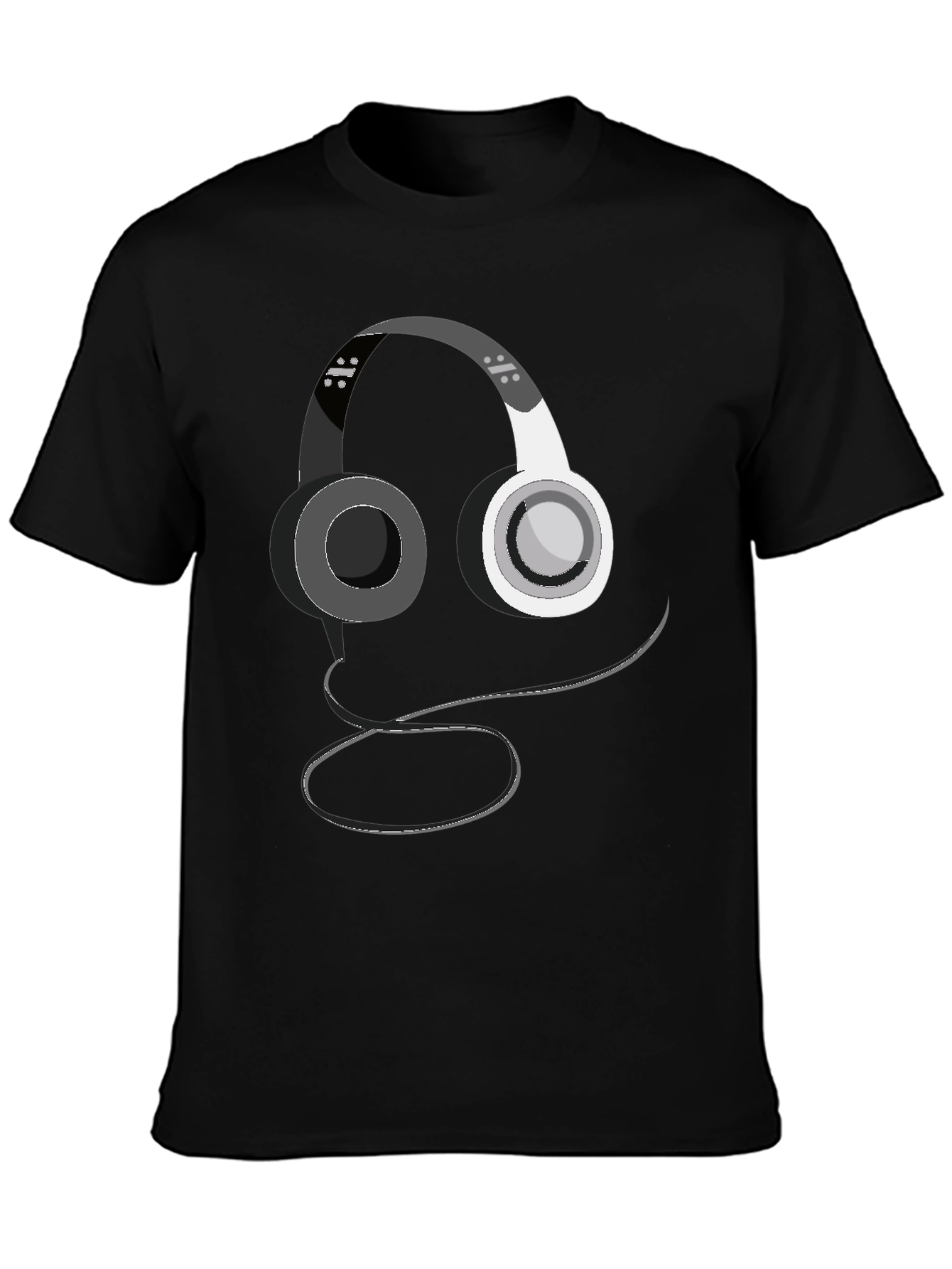 Headphone Graphic Print Black T-Shirt
