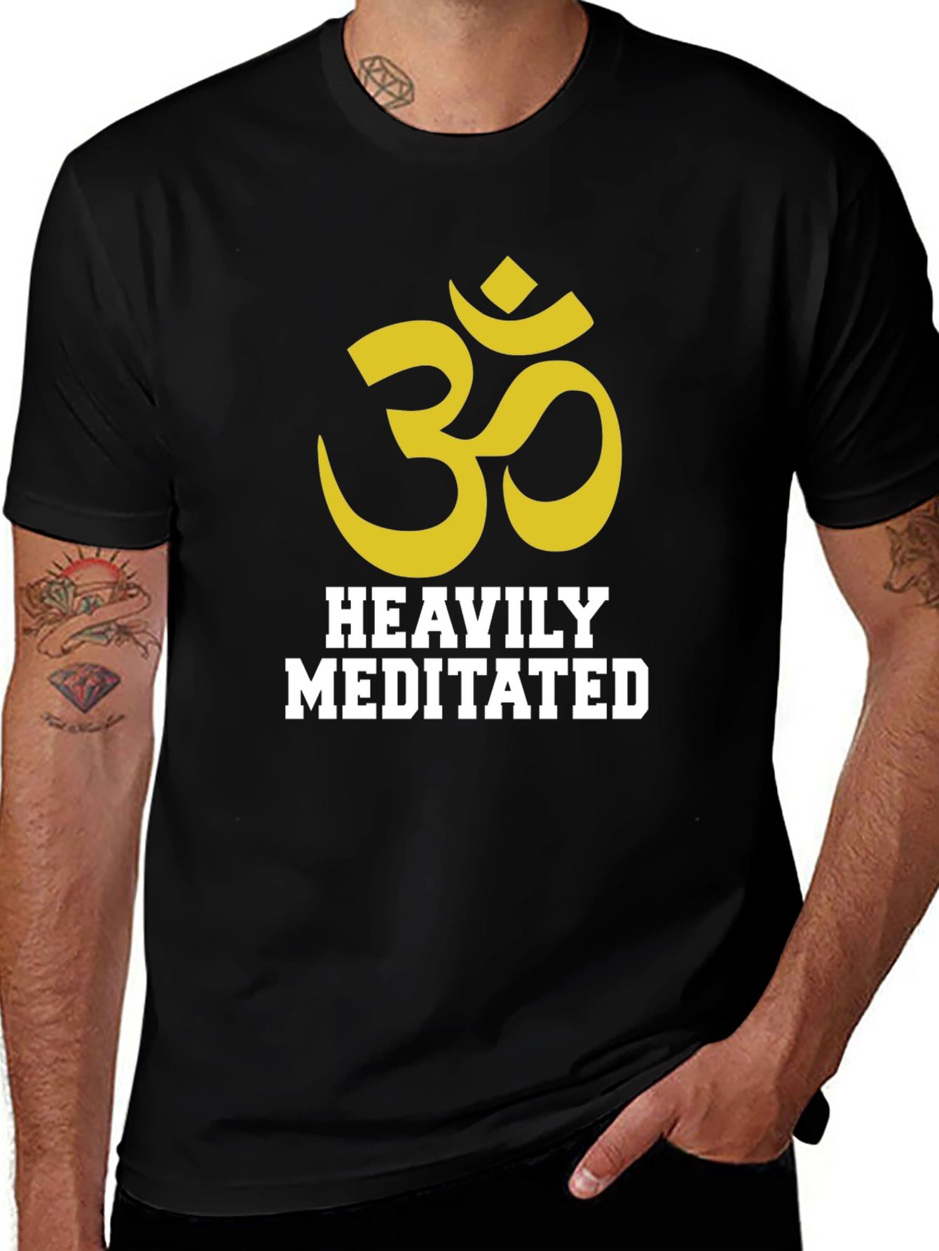 Heavily Meditated Graphic Tee - Black Cotton Blend