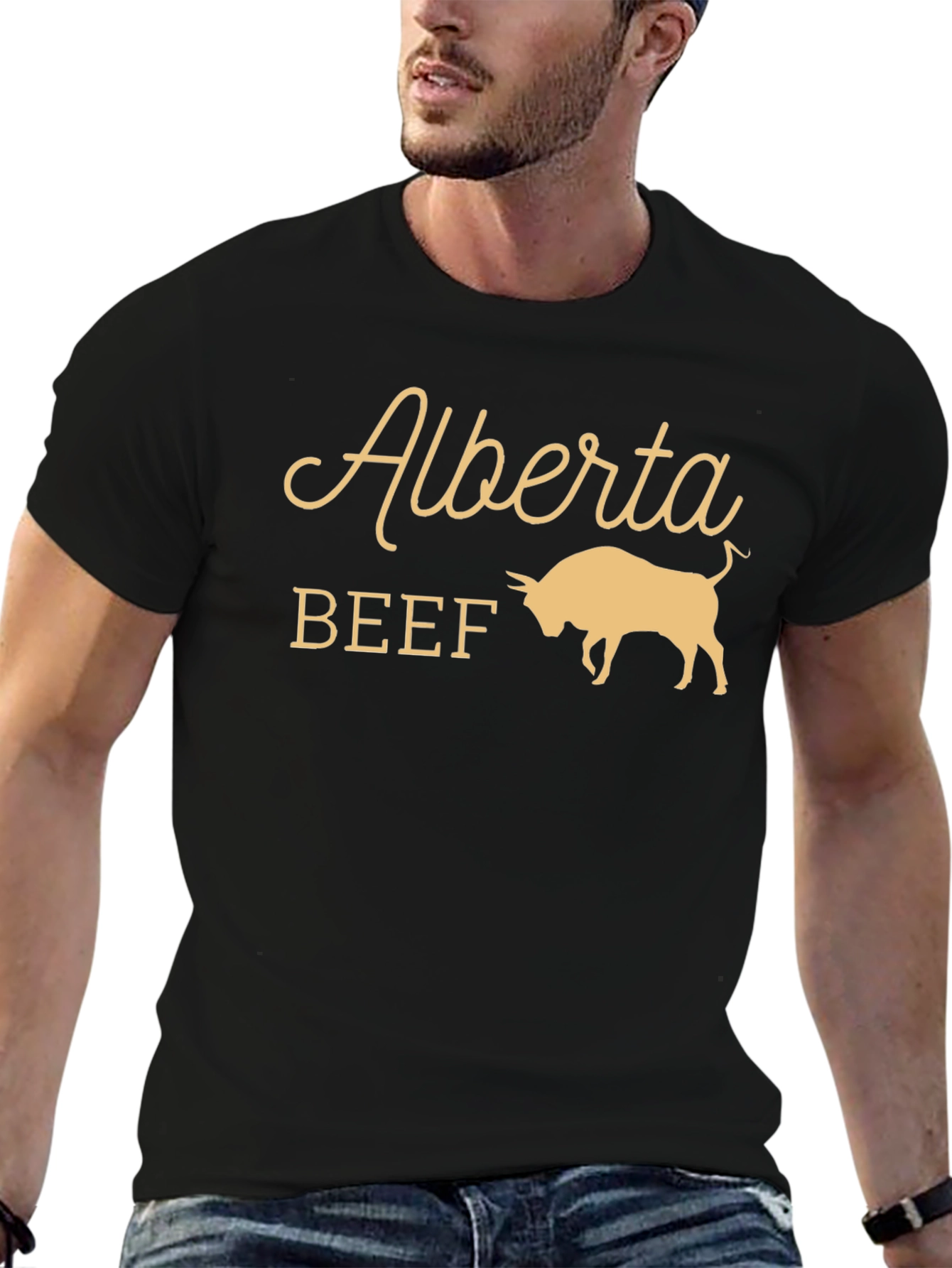 Alberta Beef Graphic Tee - Black Cotton T-Shirt