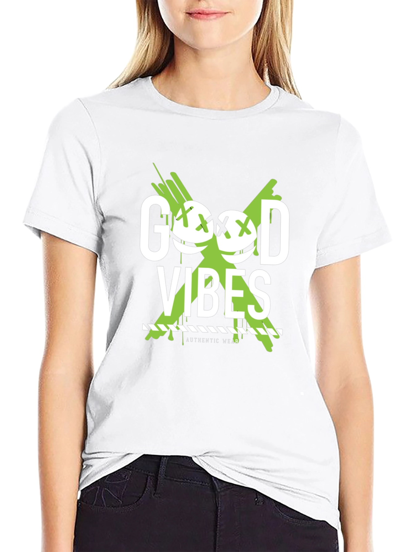 Good Vibes Graphic Tee - Black Cotton T-Shirt