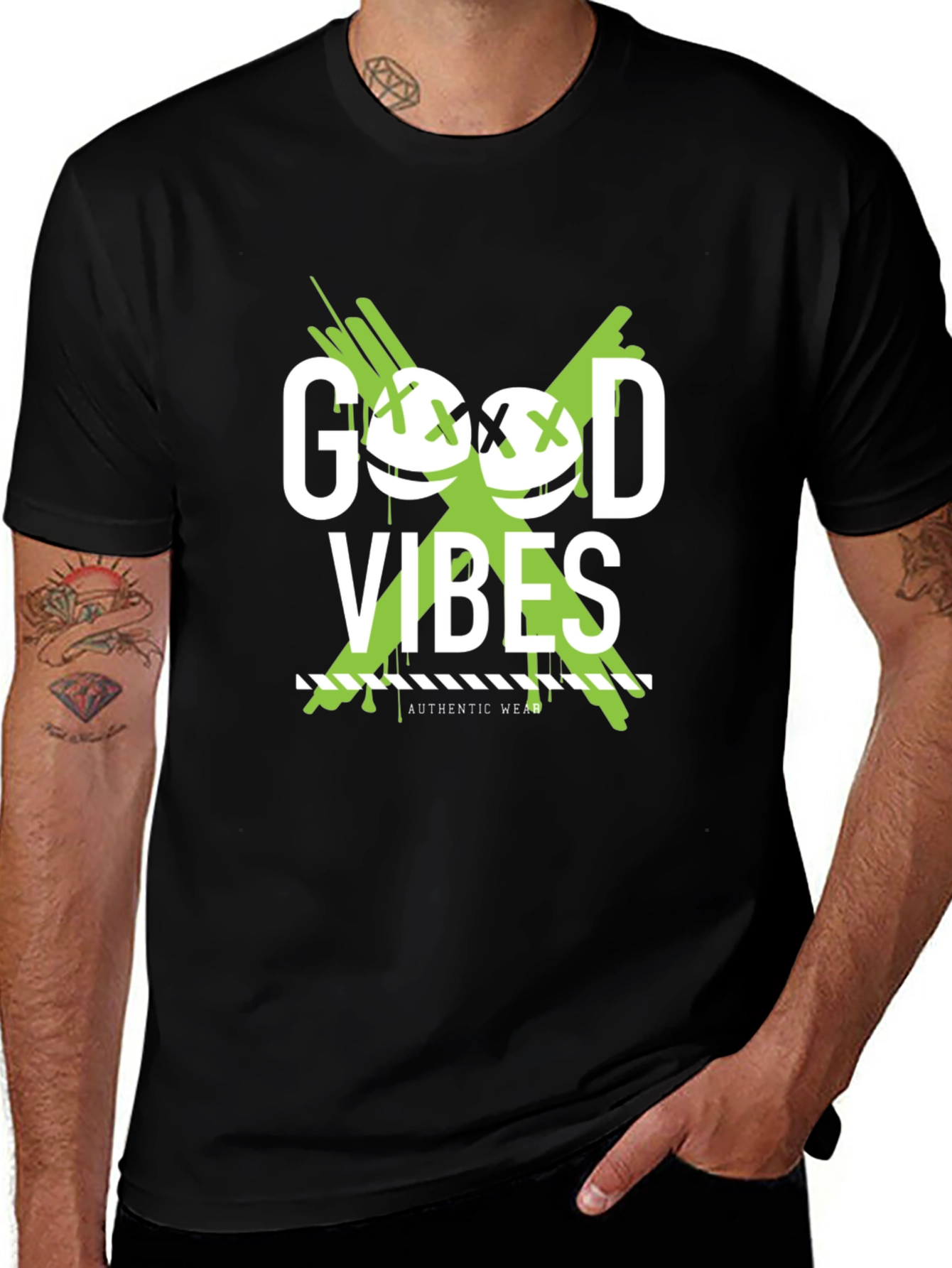 Good Vibes Graphic Tee - Black Cotton T-Shirt