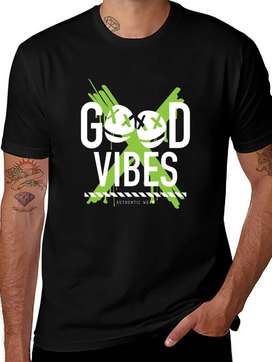 Good Vibes Graphic Tee - Black Cotton T-Shirt