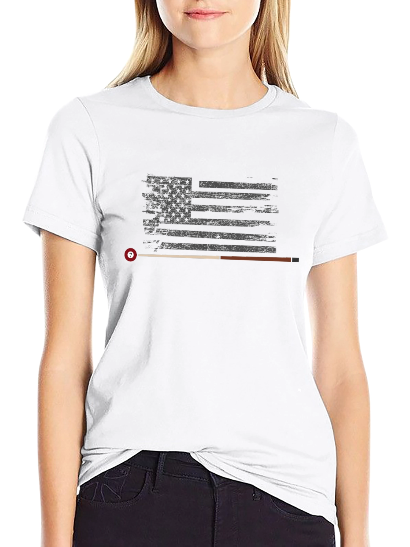 American Flag Billiard Cue Stick T-Shirt