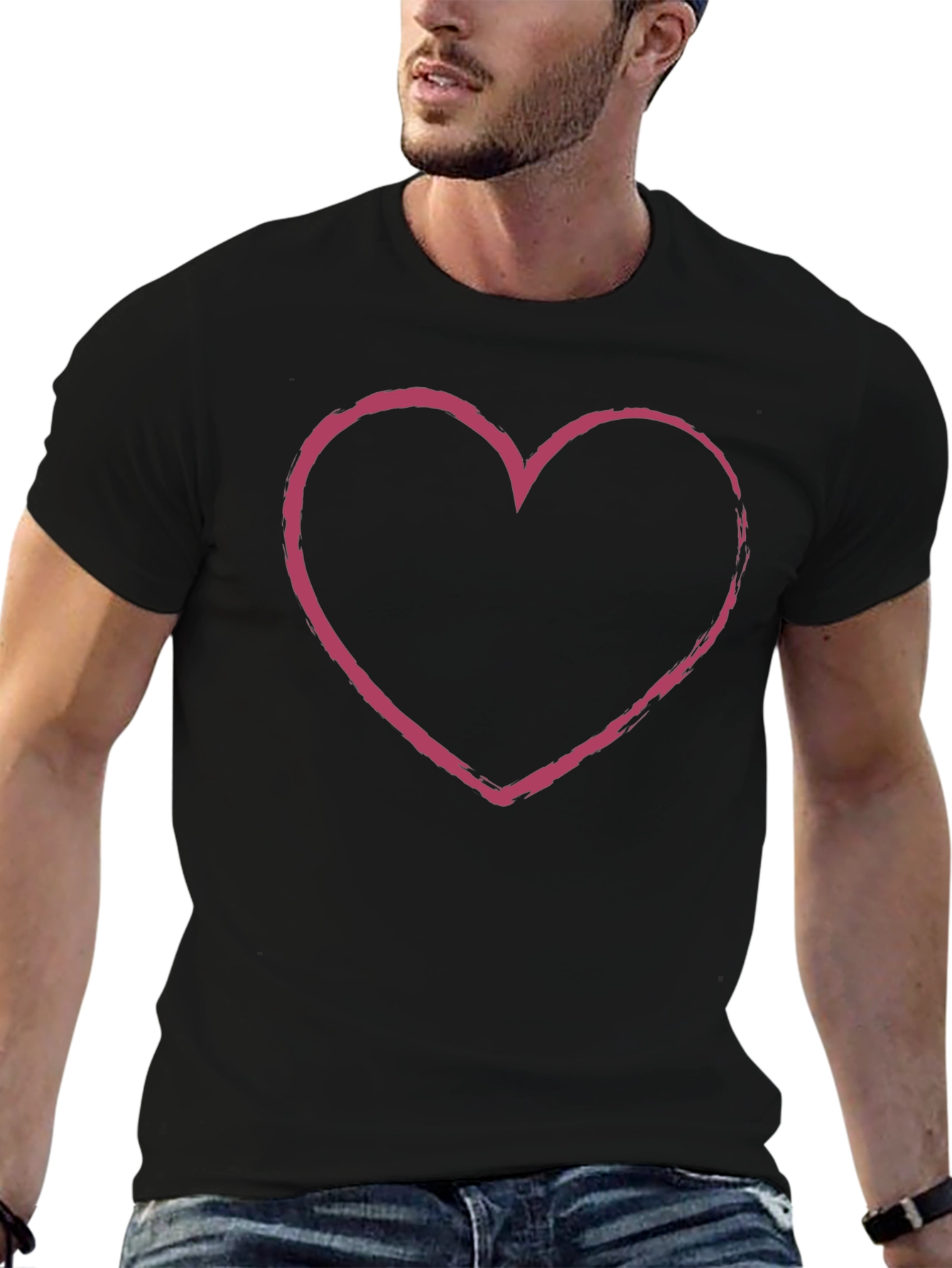 Heart Outline Graphic Tee - Black