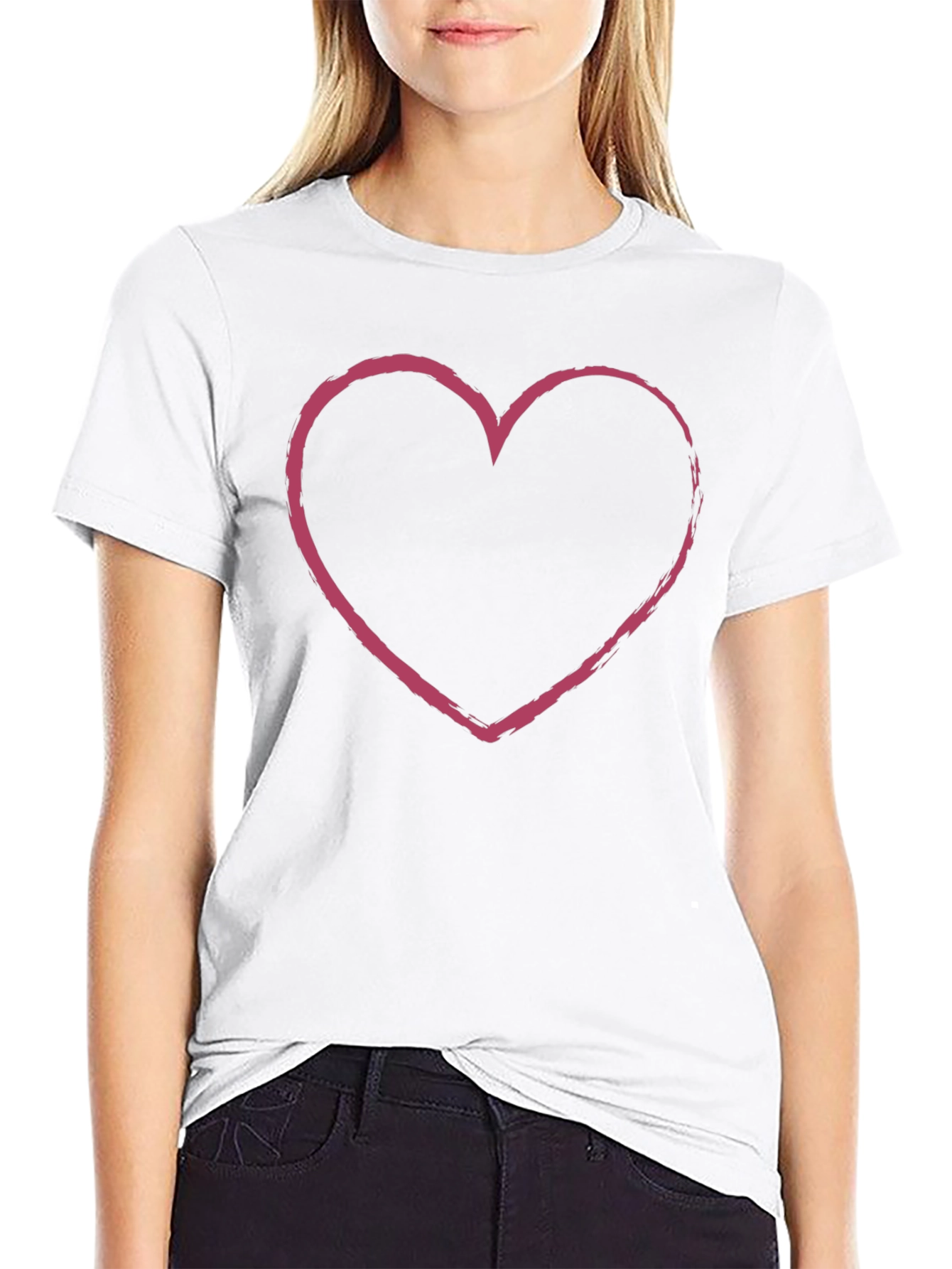 Heart Outline Graphic Tee - Black