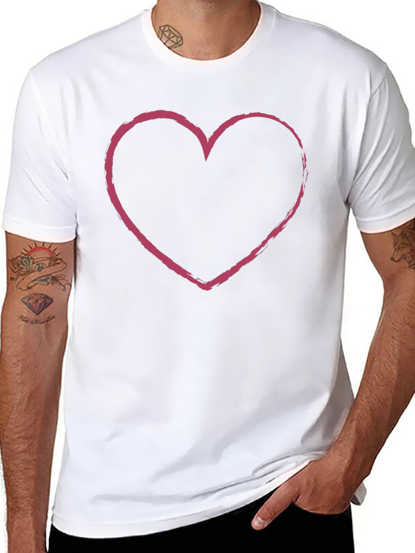 Heart Outline Graphic Tee - Black