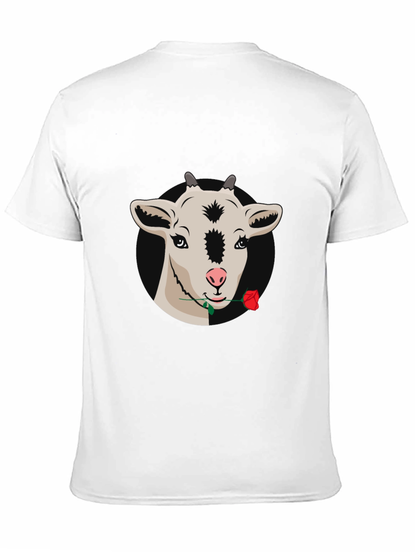 Goat with Rose Graphic Tee - Black Casual T-Shirt