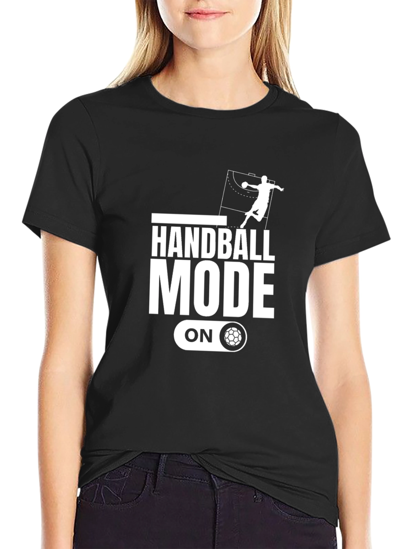 Handball Mode On Black Graphic Tee