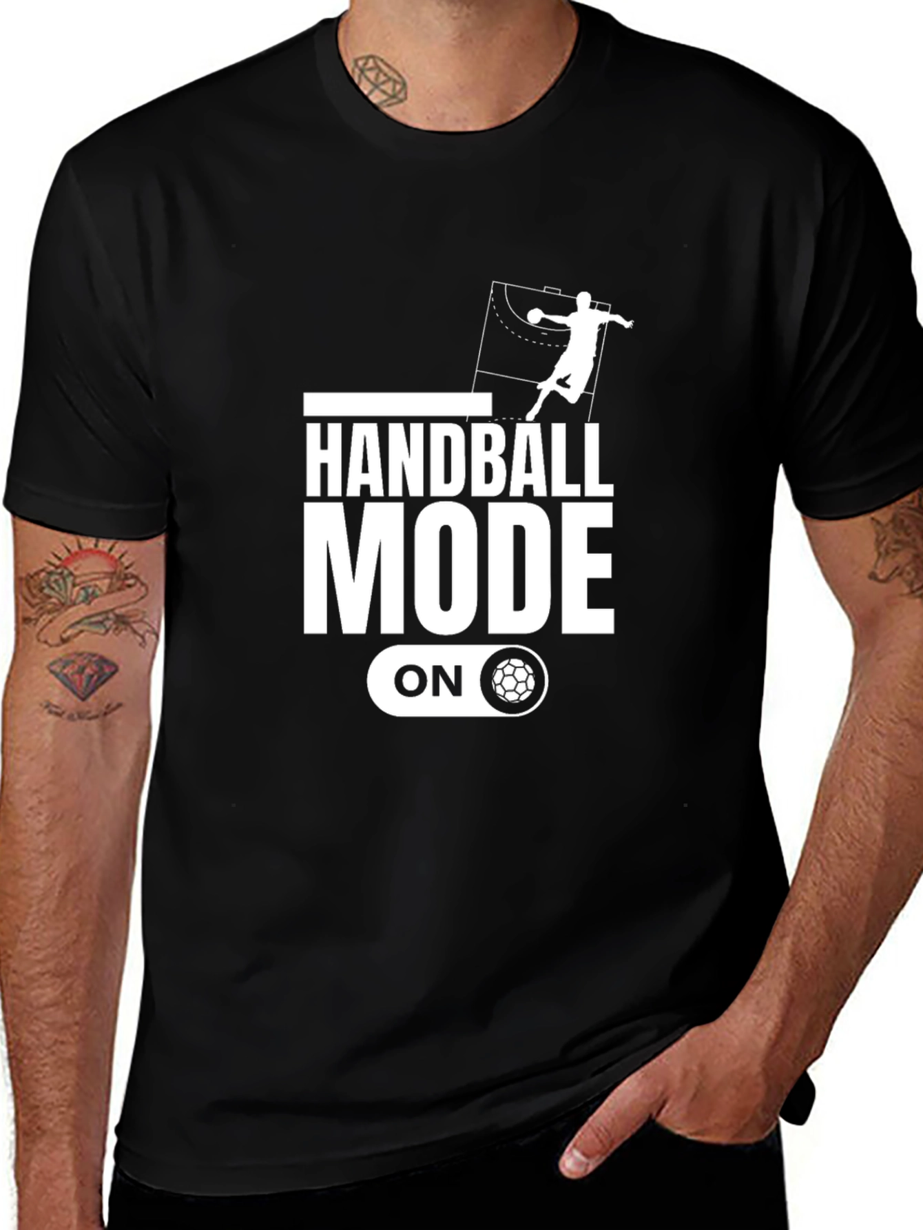 Handball Mode On Black Graphic Tee