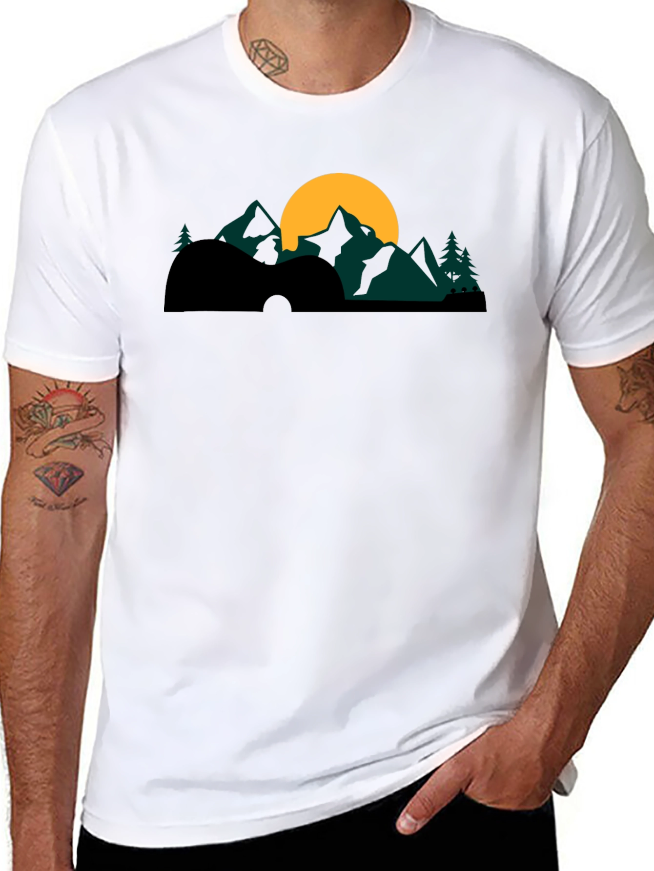 Guitar Mountainscape Graphic Tee