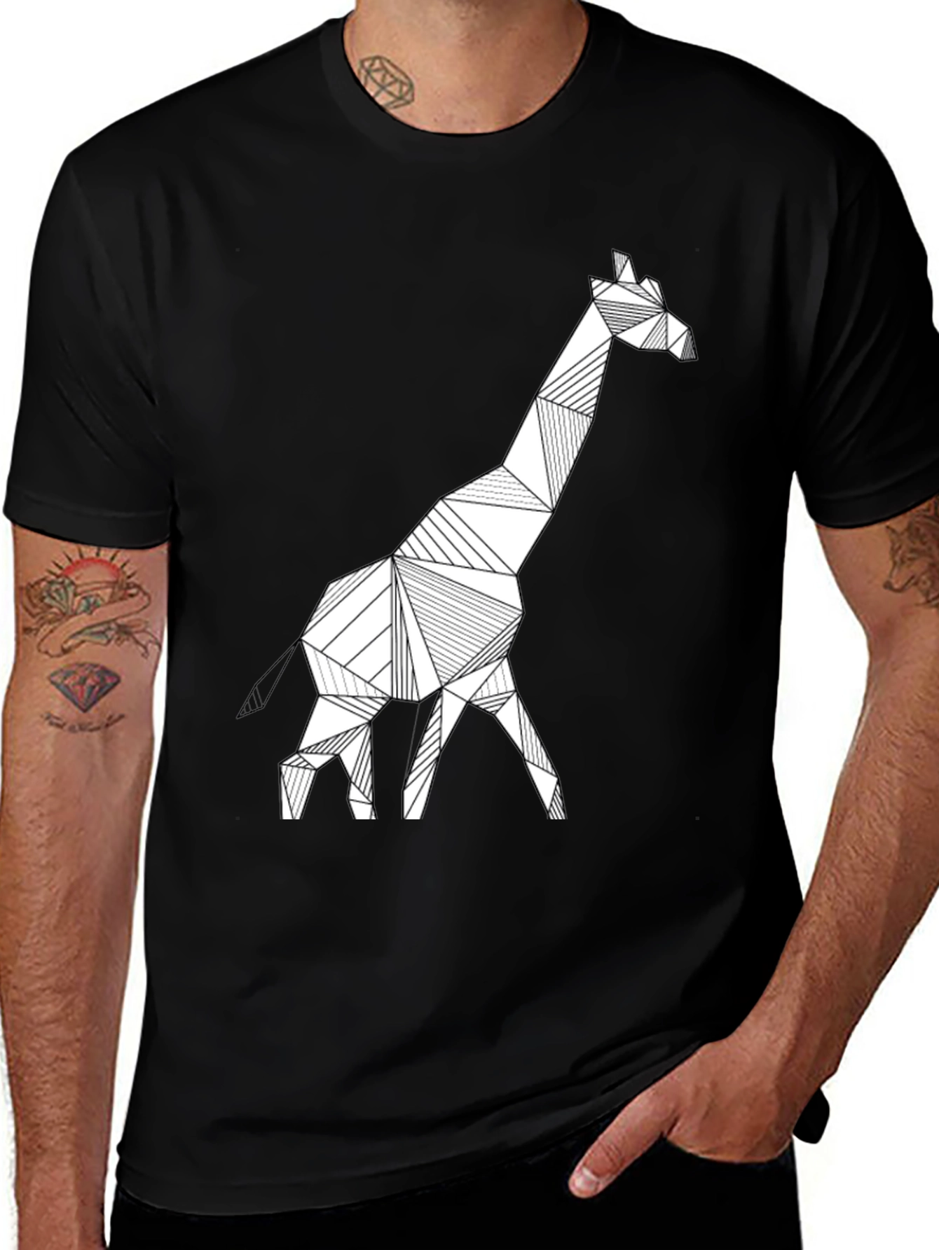 Geometric Giraffe Tee - Modern Style
