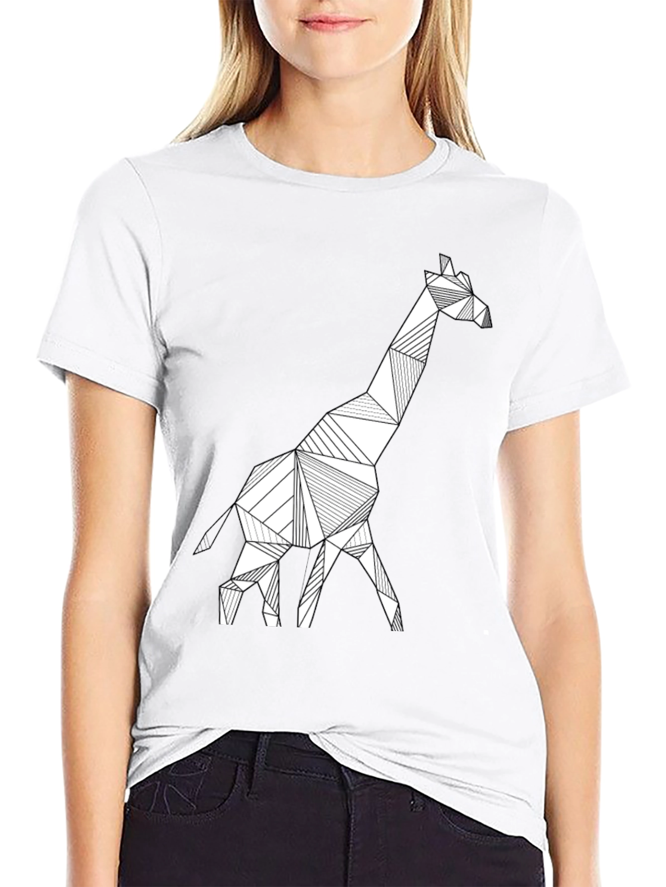Geometric Giraffe Tee - Modern Style