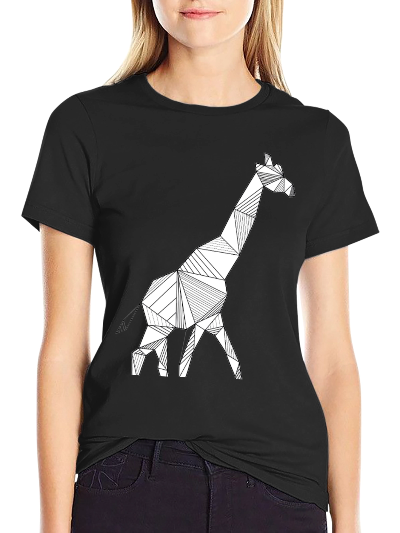 Geometric Giraffe Tee - Modern Style