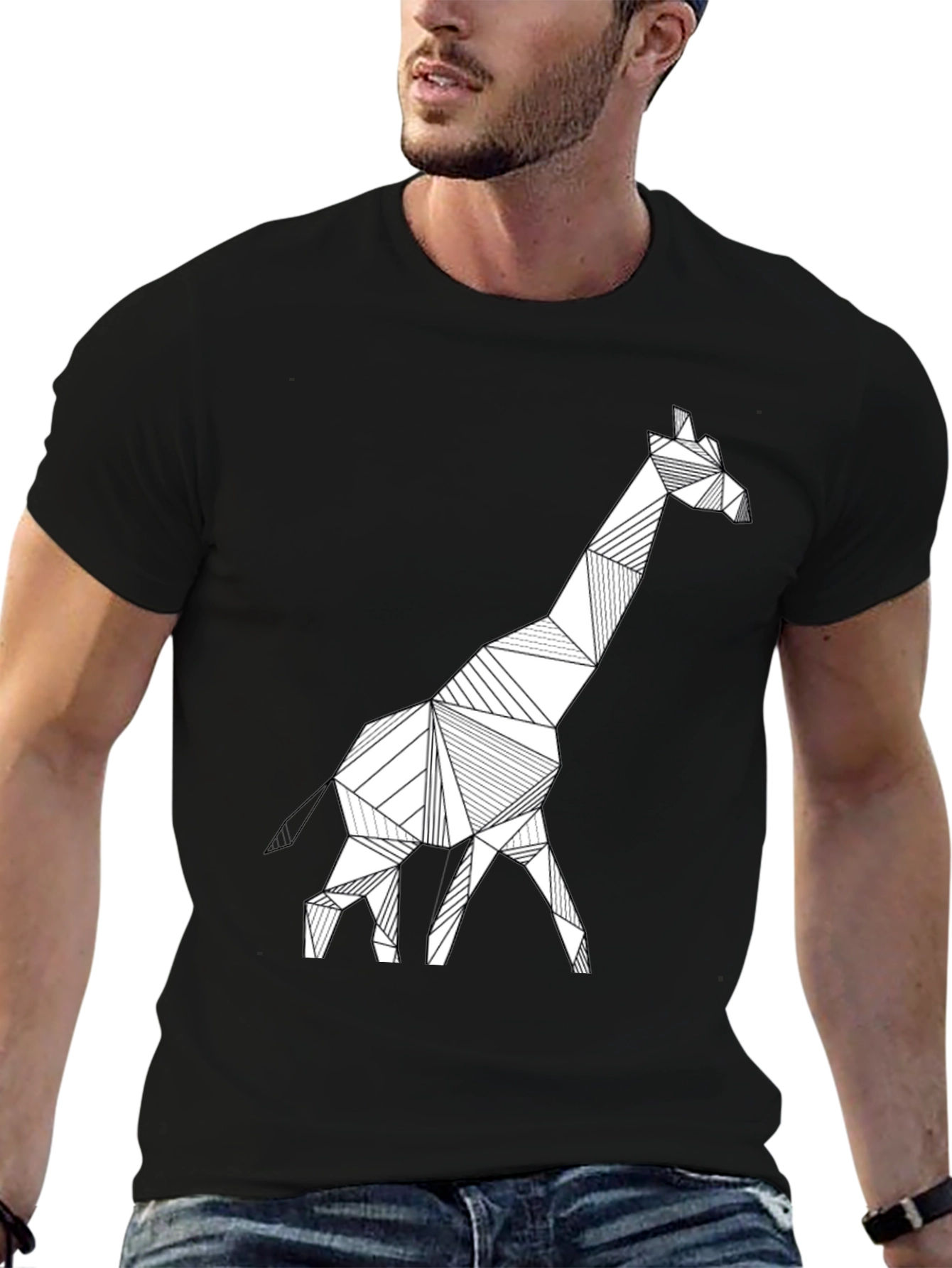 Geometric Giraffe Tee - Modern Style