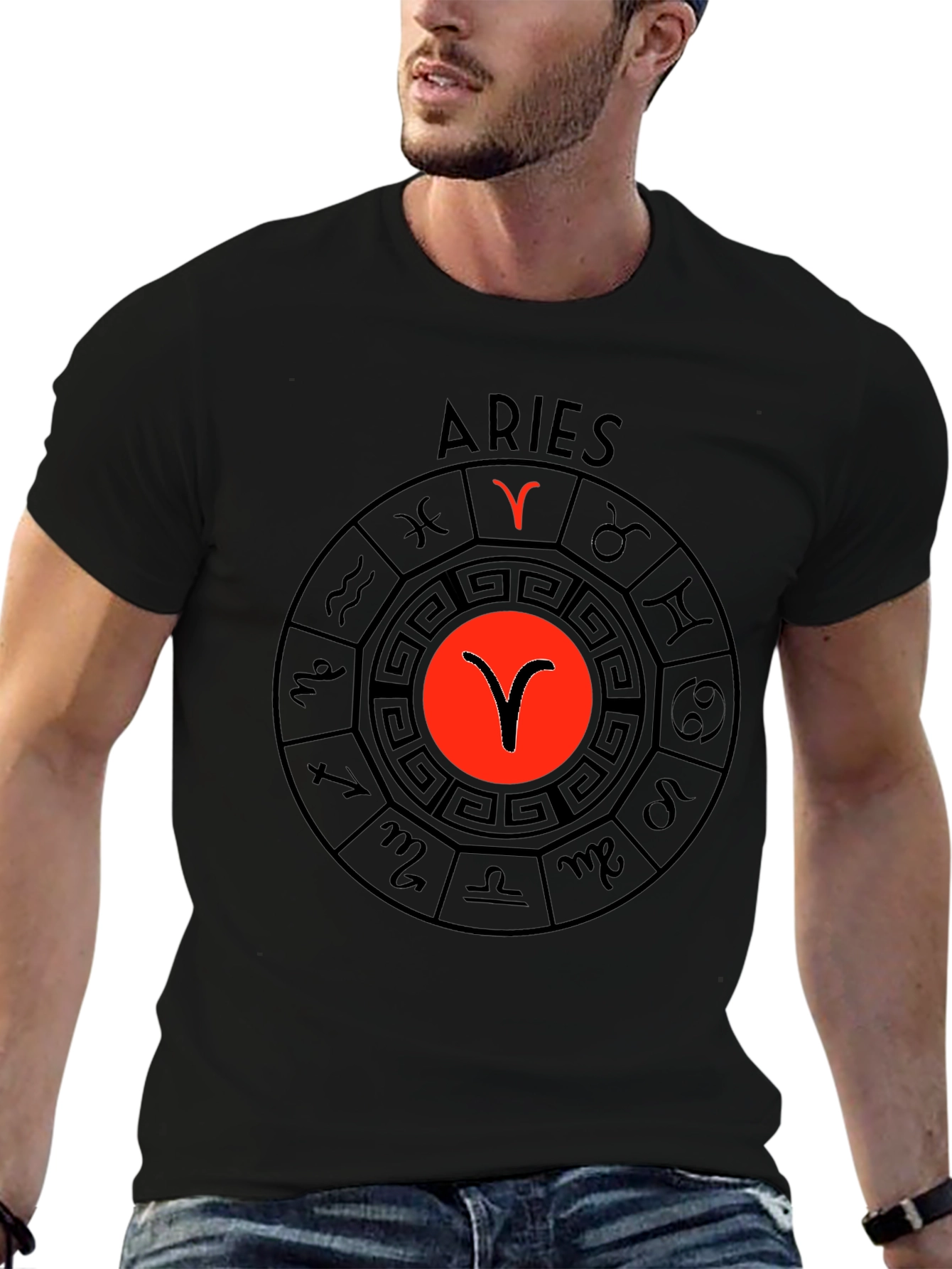 Aries Zodiac Black T-Shirt Astrology Sign