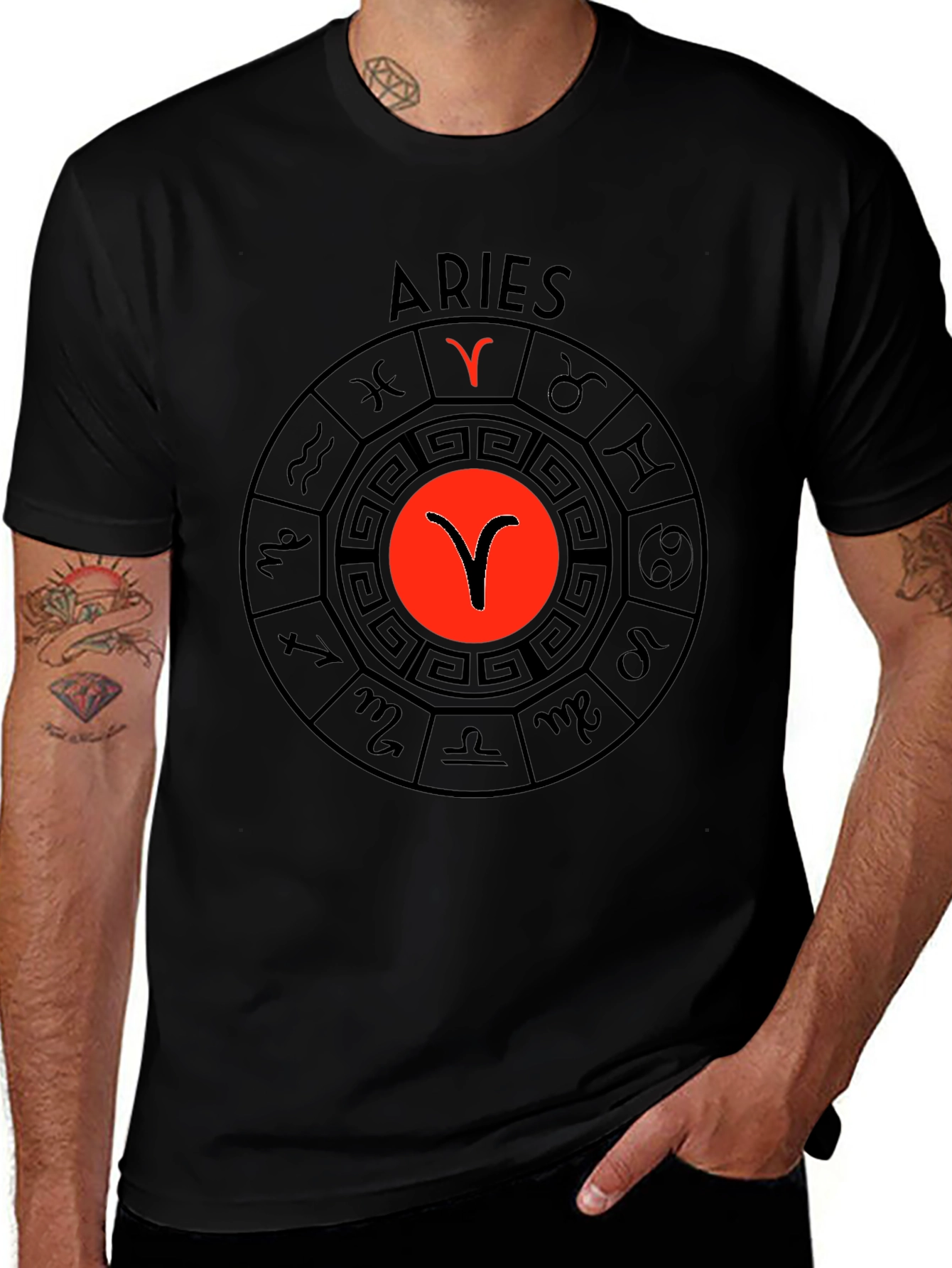 Aries Zodiac Black T-Shirt Astrology Sign