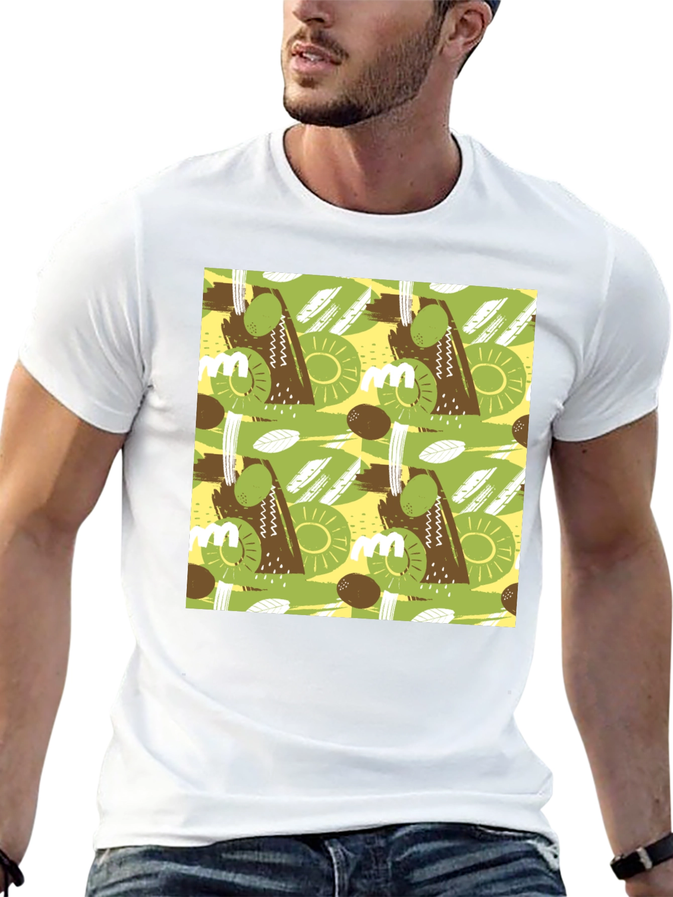 Abstract Fruit Pattern T-Shirt - Black
