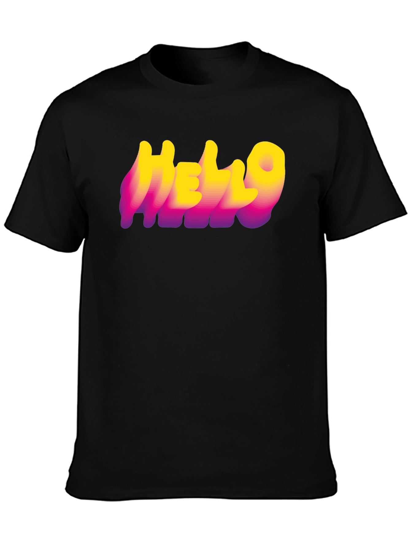Hello Graphic Print Tee - Black Cotton Blend
