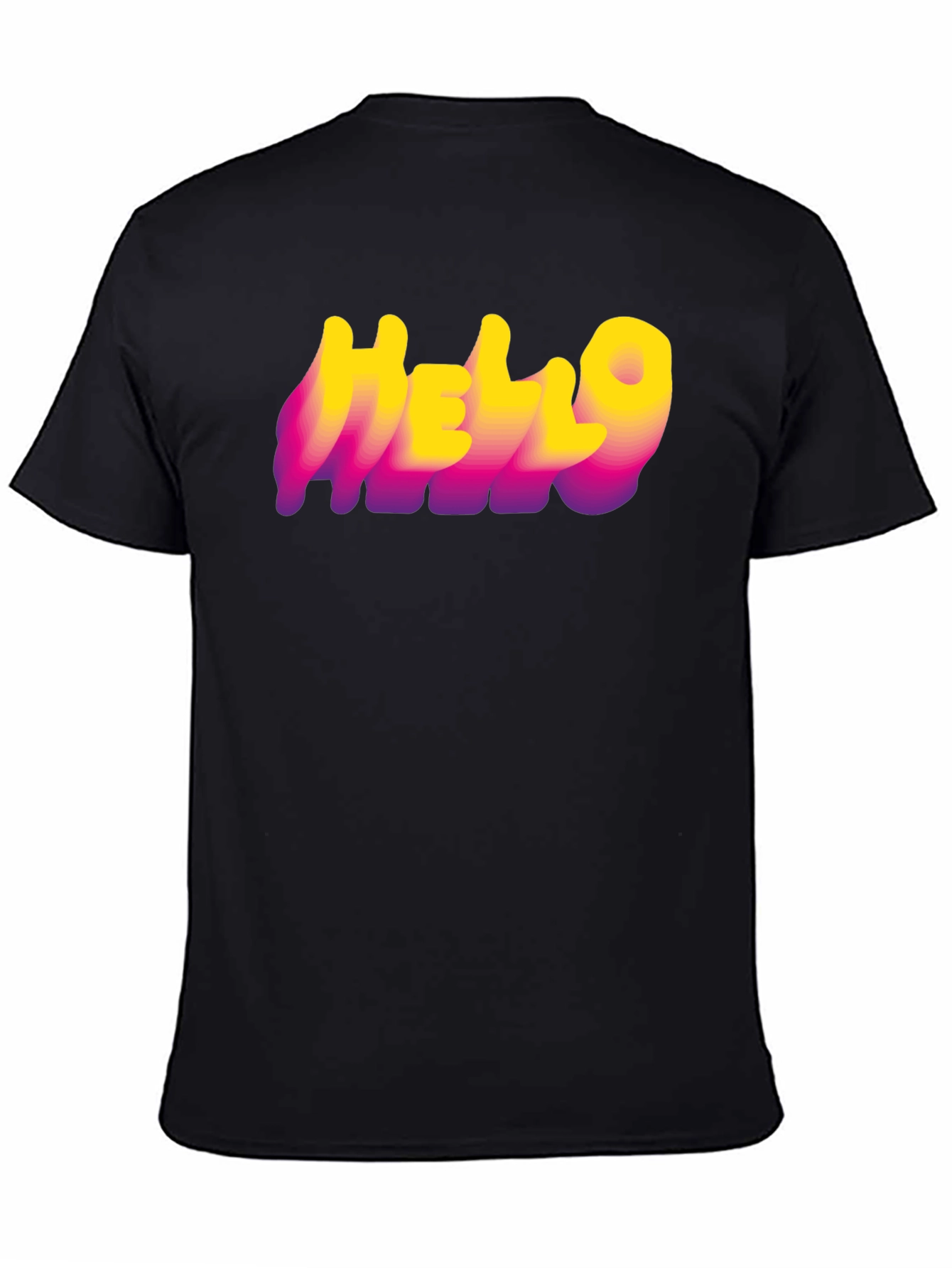 Hello Graphic Print Tee - Black Cotton Blend
