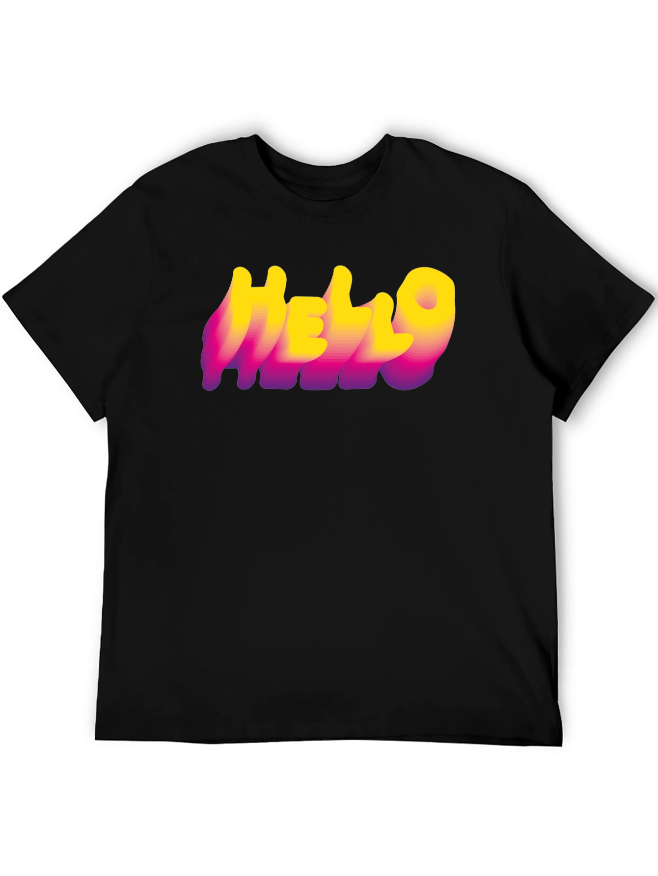 Hello Graphic Print Tee - Black Cotton Blend