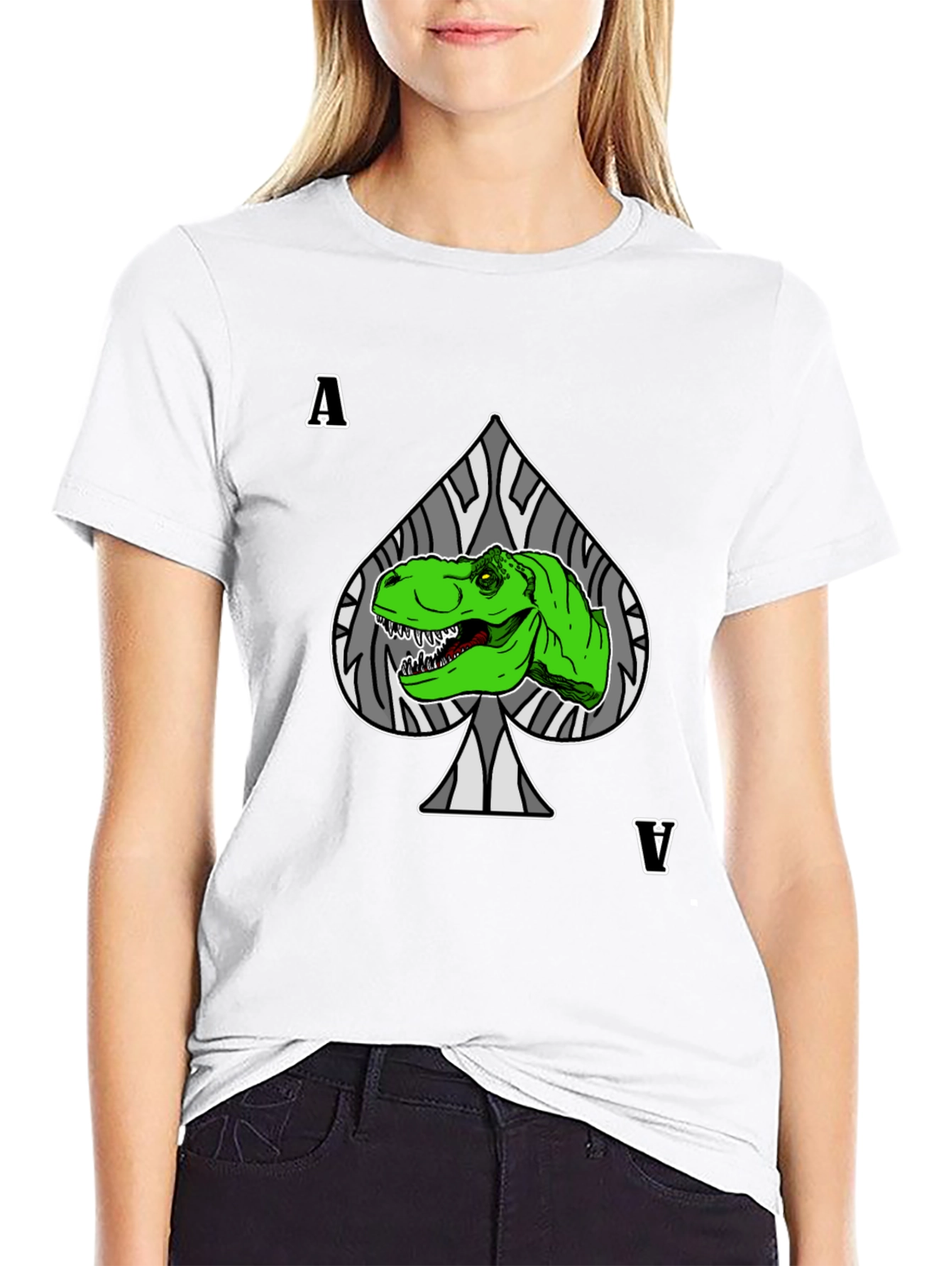 Ace Dinosaur T-Shirt - Black Crew Neck