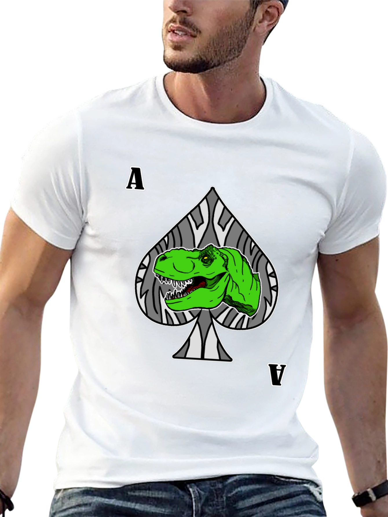 Ace Dinosaur T-Shirt - Black Crew Neck