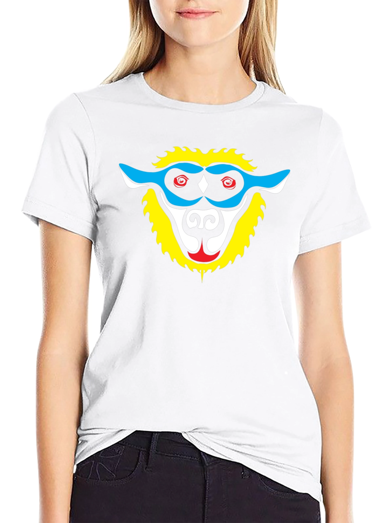 Unique Monkey Face Graphic Black T-Shirt
