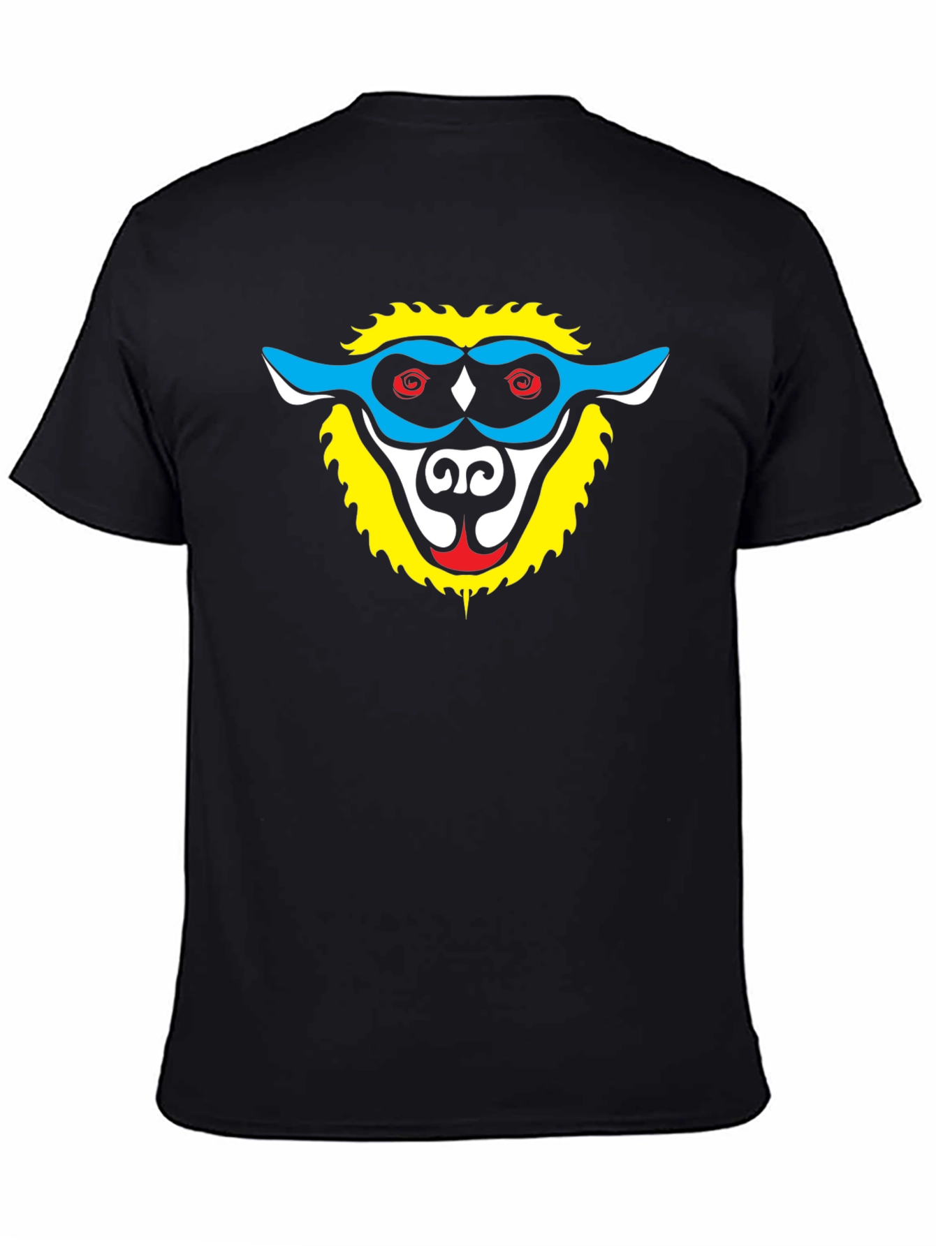 Unique Monkey Face Graphic Black T-Shirt