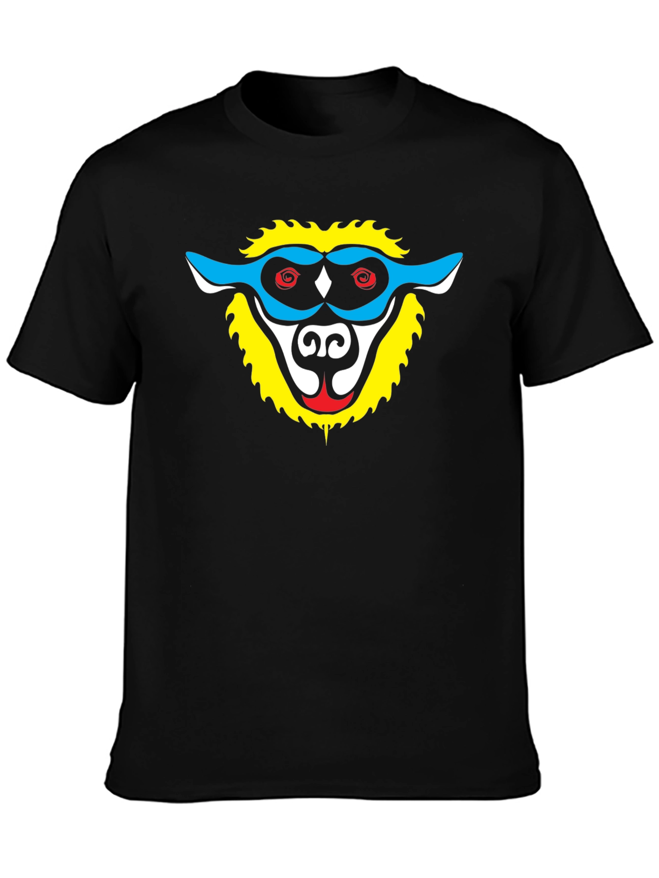 Unique Monkey Face Graphic Black T-Shirt