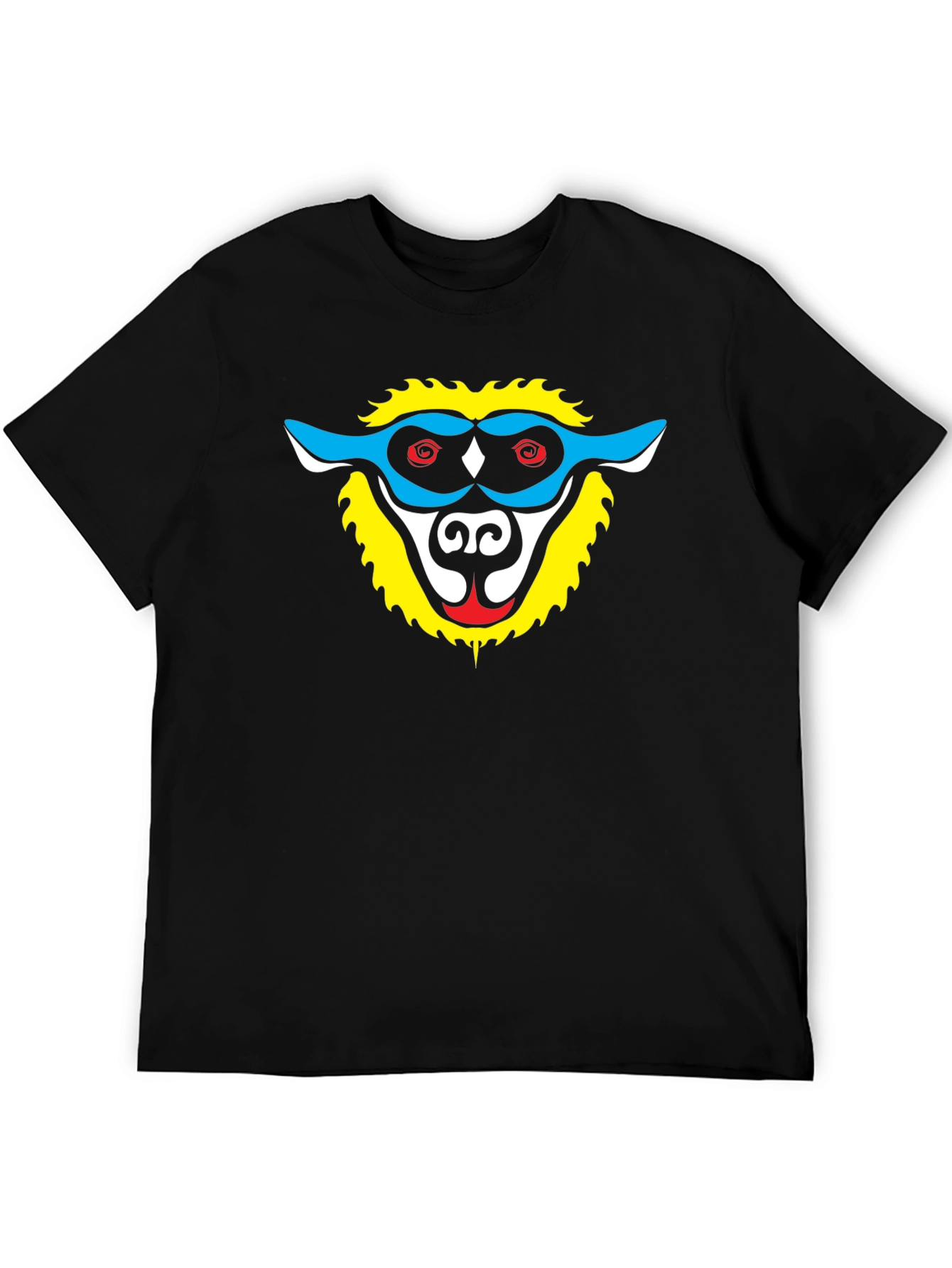 Unique Monkey Face Graphic Black T-Shirt
