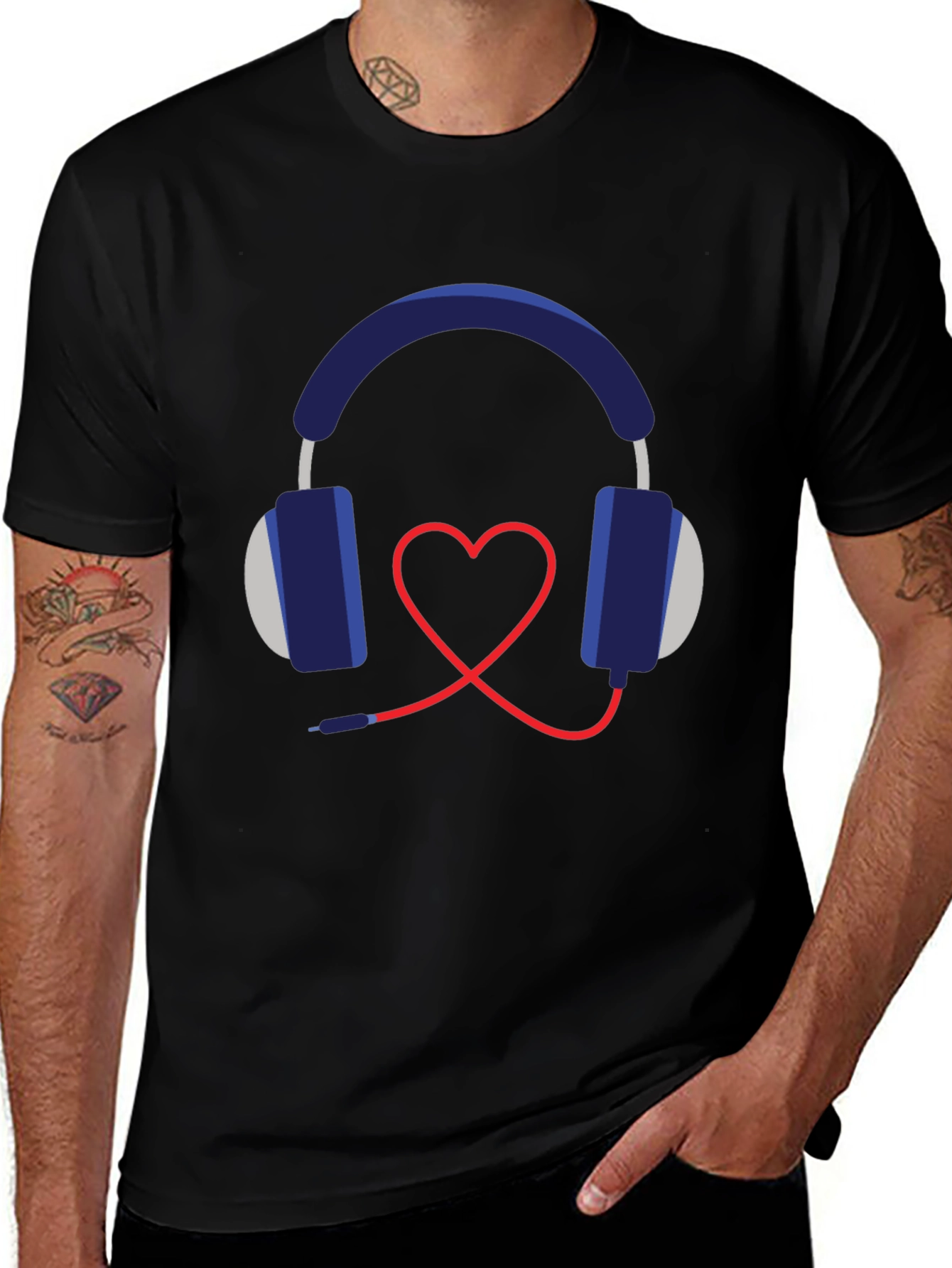 Heart Headphones Graphic T-Shirt - Music Lover Tee