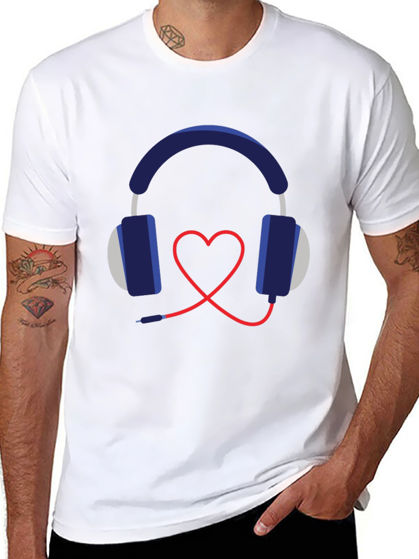 Heart Headphones Graphic T-Shirt - Music Lover Tee