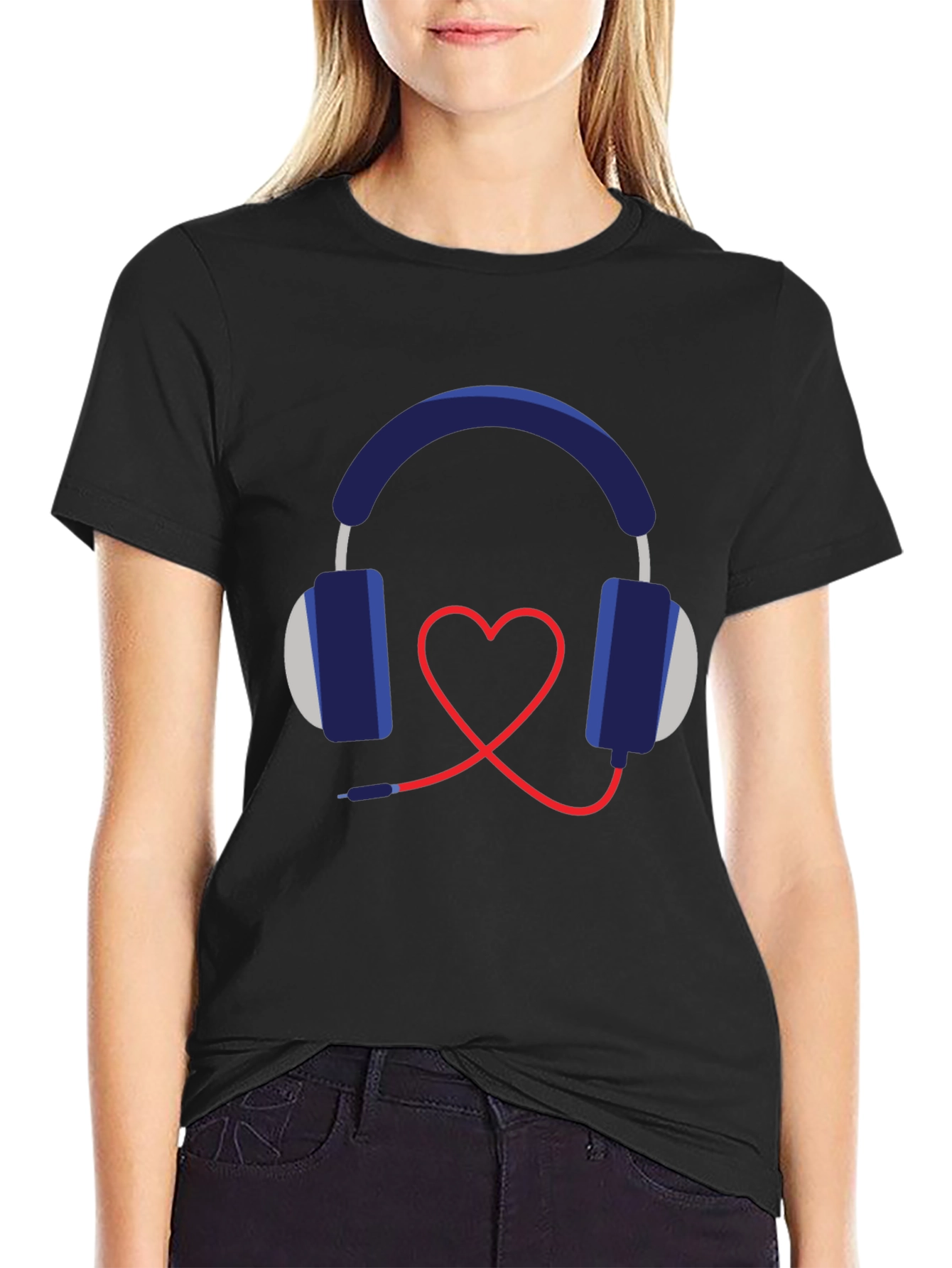 Heart Headphones Graphic T-Shirt - Music Lover Tee