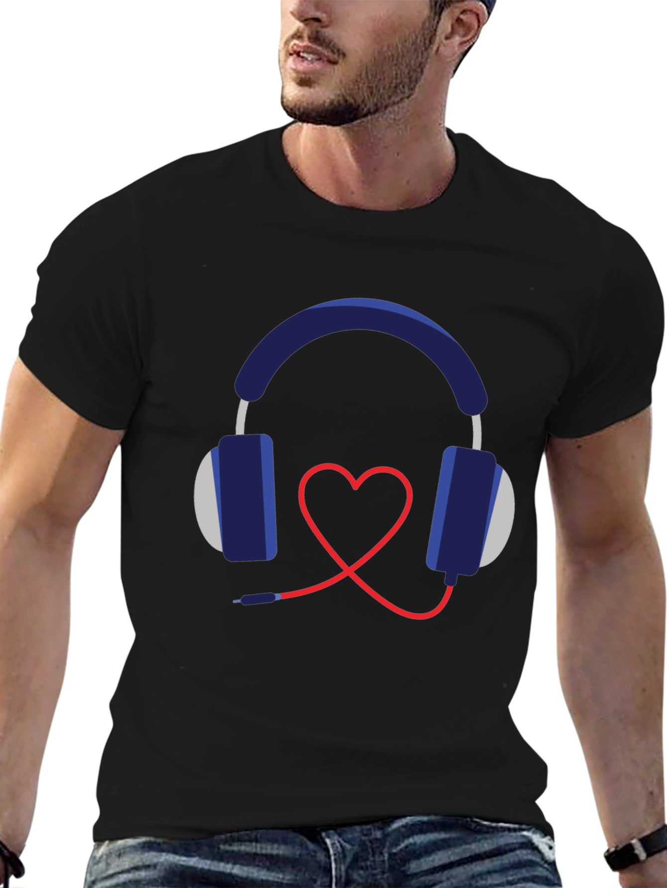 Heart Headphones Graphic T-Shirt - Music Lover Tee
