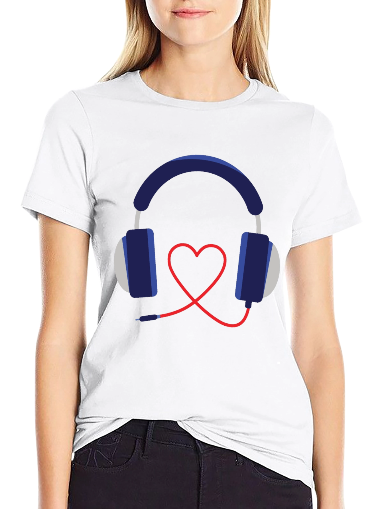 Heart Headphones Graphic T-Shirt - Music Lover Tee