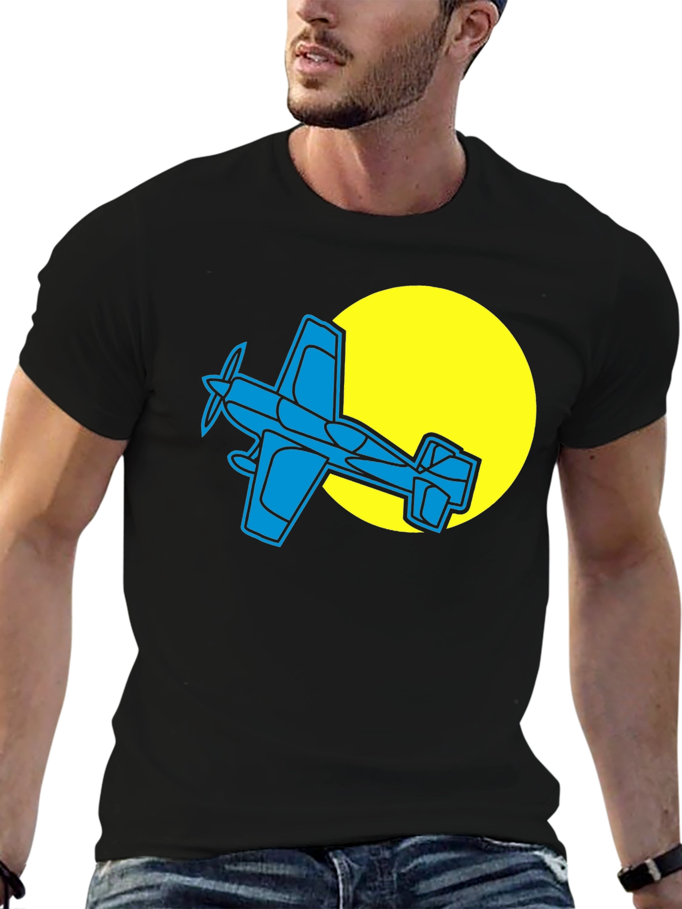 Airplane Graphic T-Shirt - Black Cotton Tee