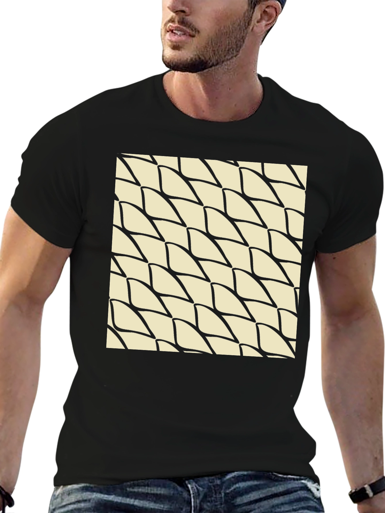 Abstract Pattern Black T-Shirt